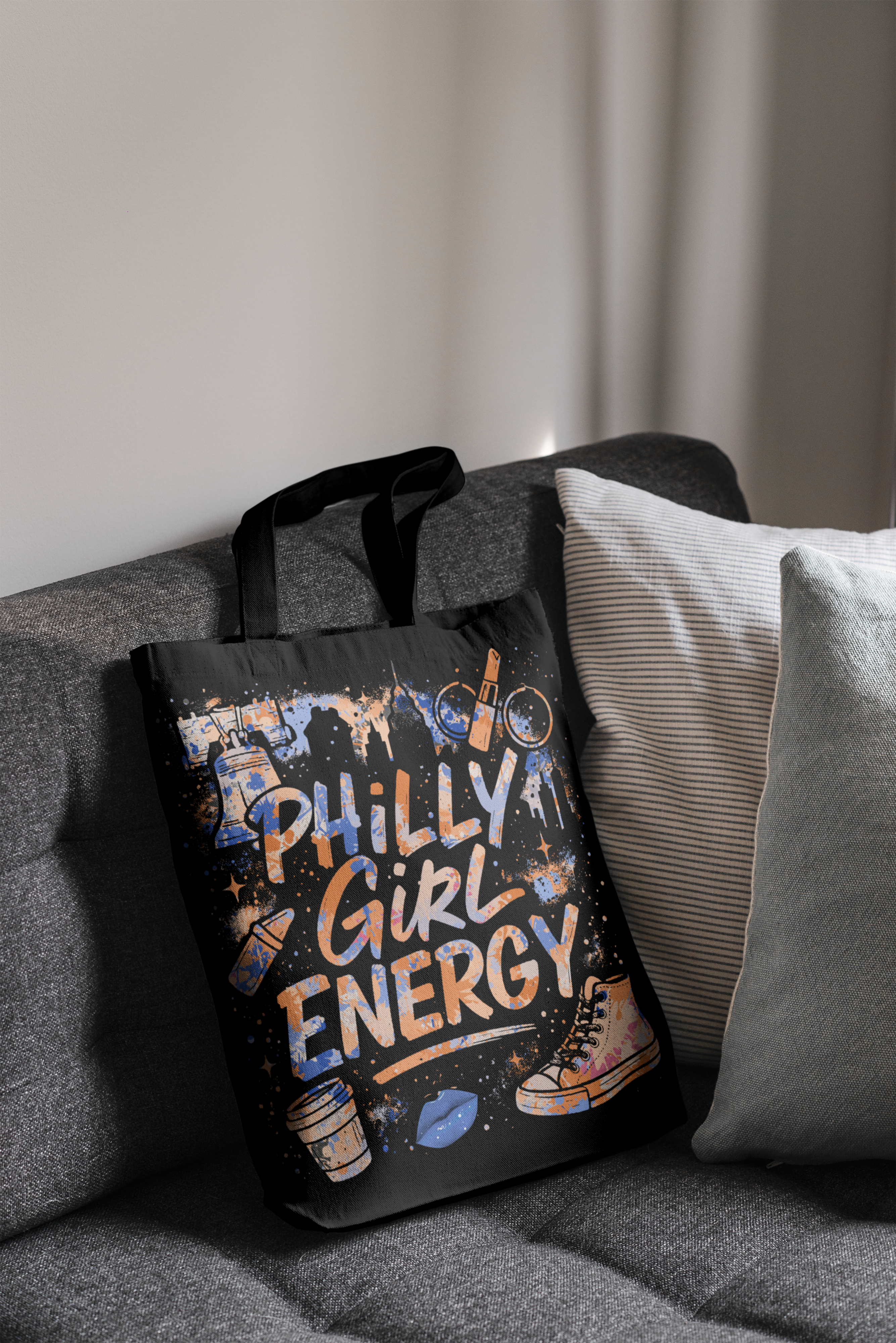 Blue Tan - Philly Girl Energy Tote Bag Blue Tan - Philly Girl Energy Tote Bag