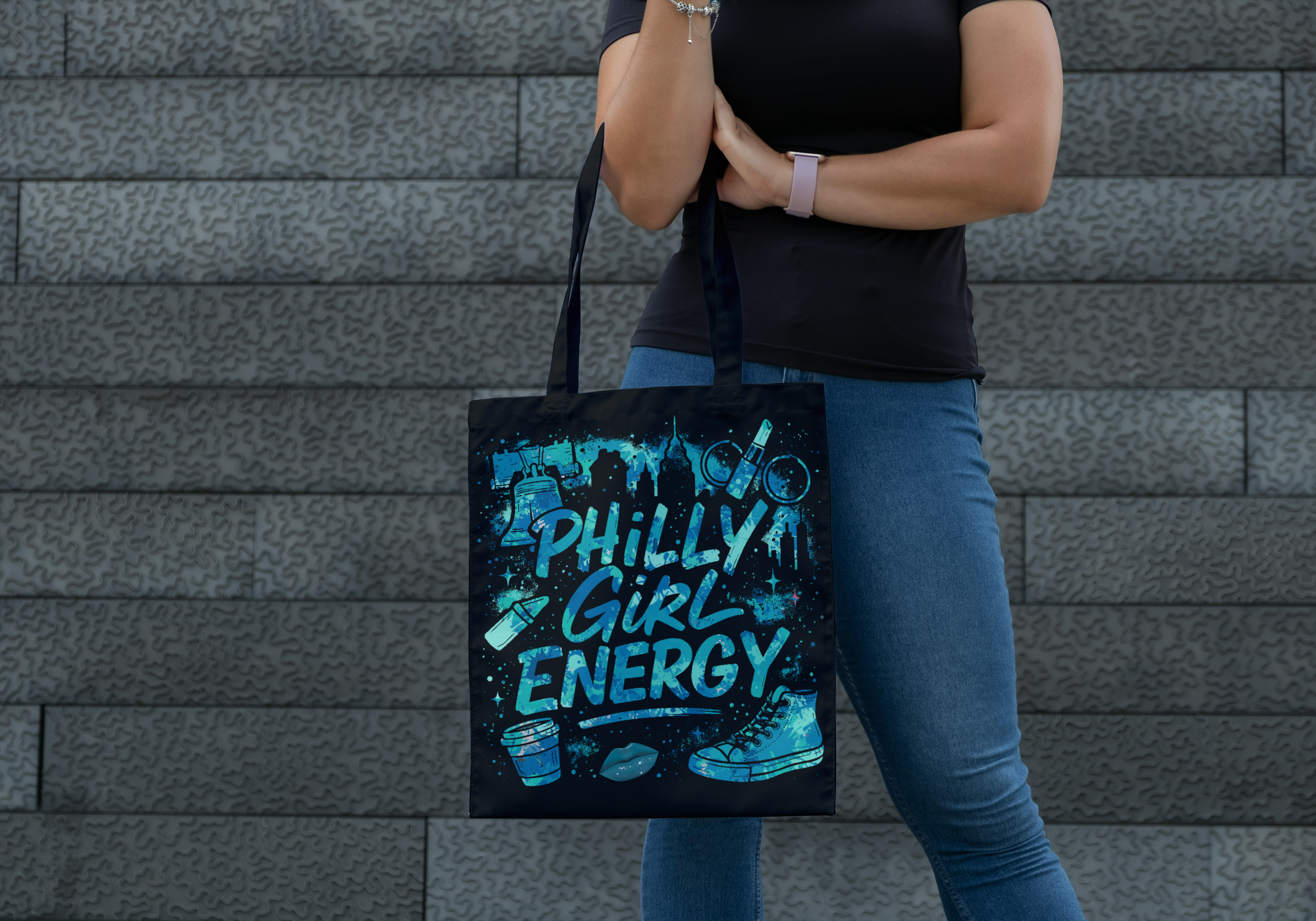 Blue - Philly Girl Energy Tote Bag Blue - Philly Girl Energy Tote Bag