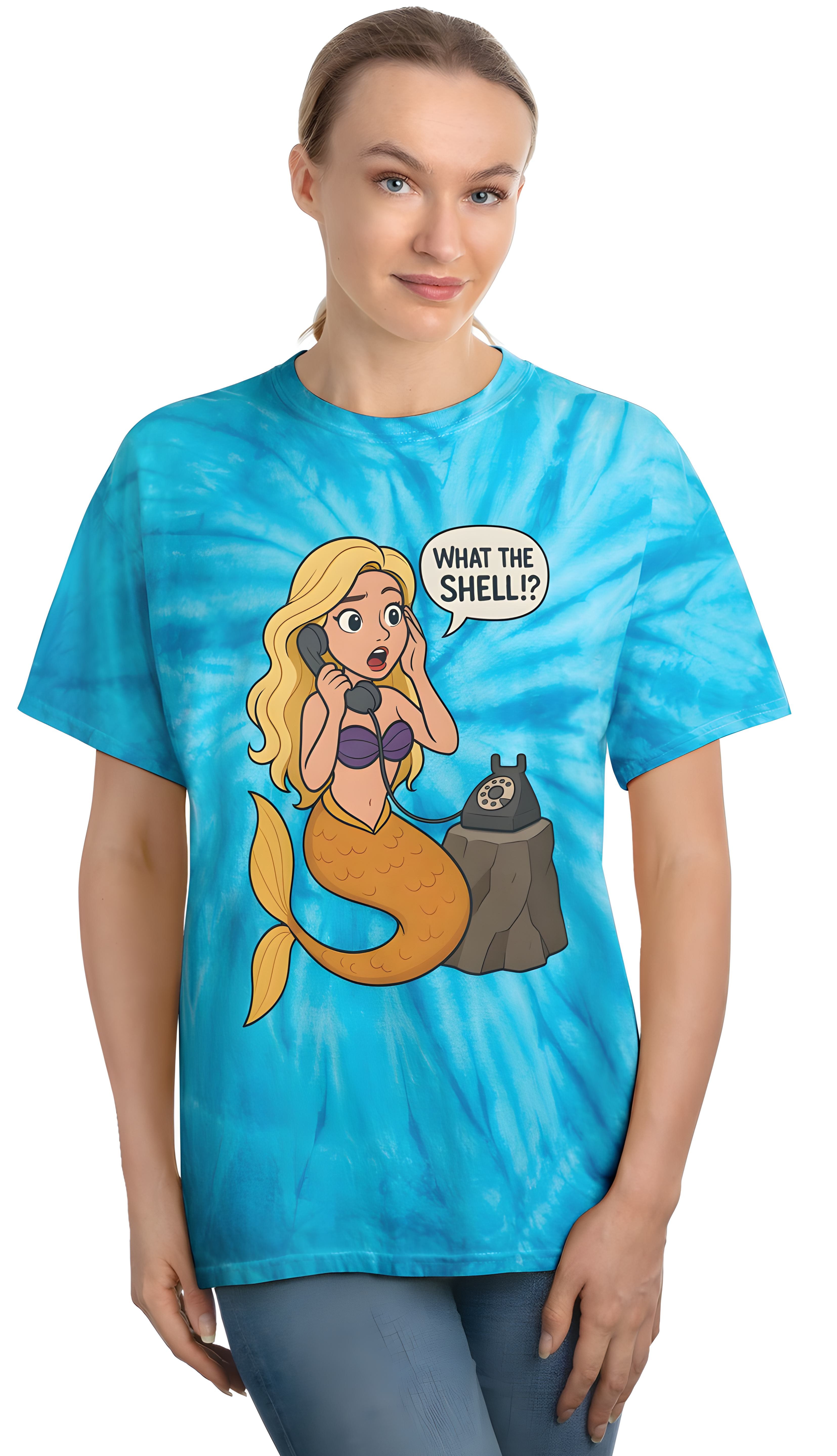 Mermaid Tie-Dye Tee, Summer Vibes, Graphic Tee, Beachwear, Fun Gift, Casual Style, Everyday Wear, Vacation Essential