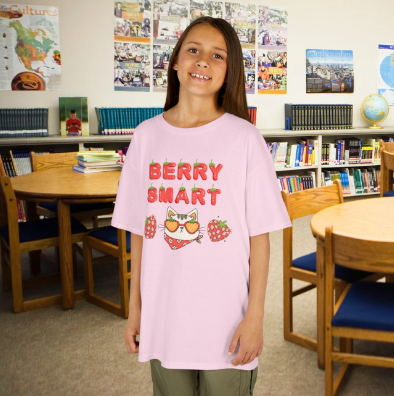 Berry Smart Kids Tee | Cute Strawberry Graphic T-Shirt for Children, Gift for Birthdays, Back to School, Unisex Tee
