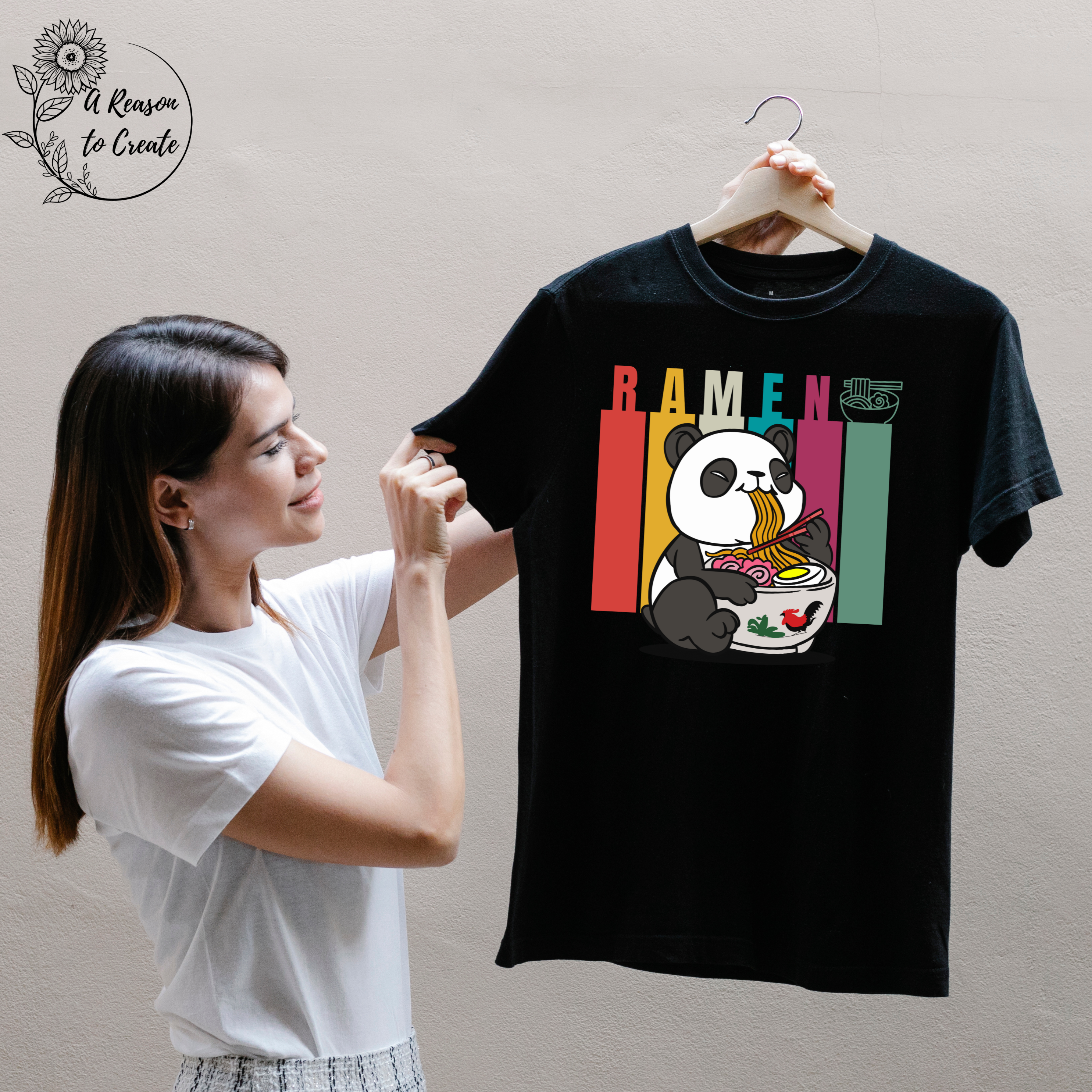 Cute Panda Ramen T-Shirt, Graphic Tee, Unisex Apparel, Foodie Gift, Cute Animal Shirt, Casual Wear, Fun Kitchen Decor product thumbnail image