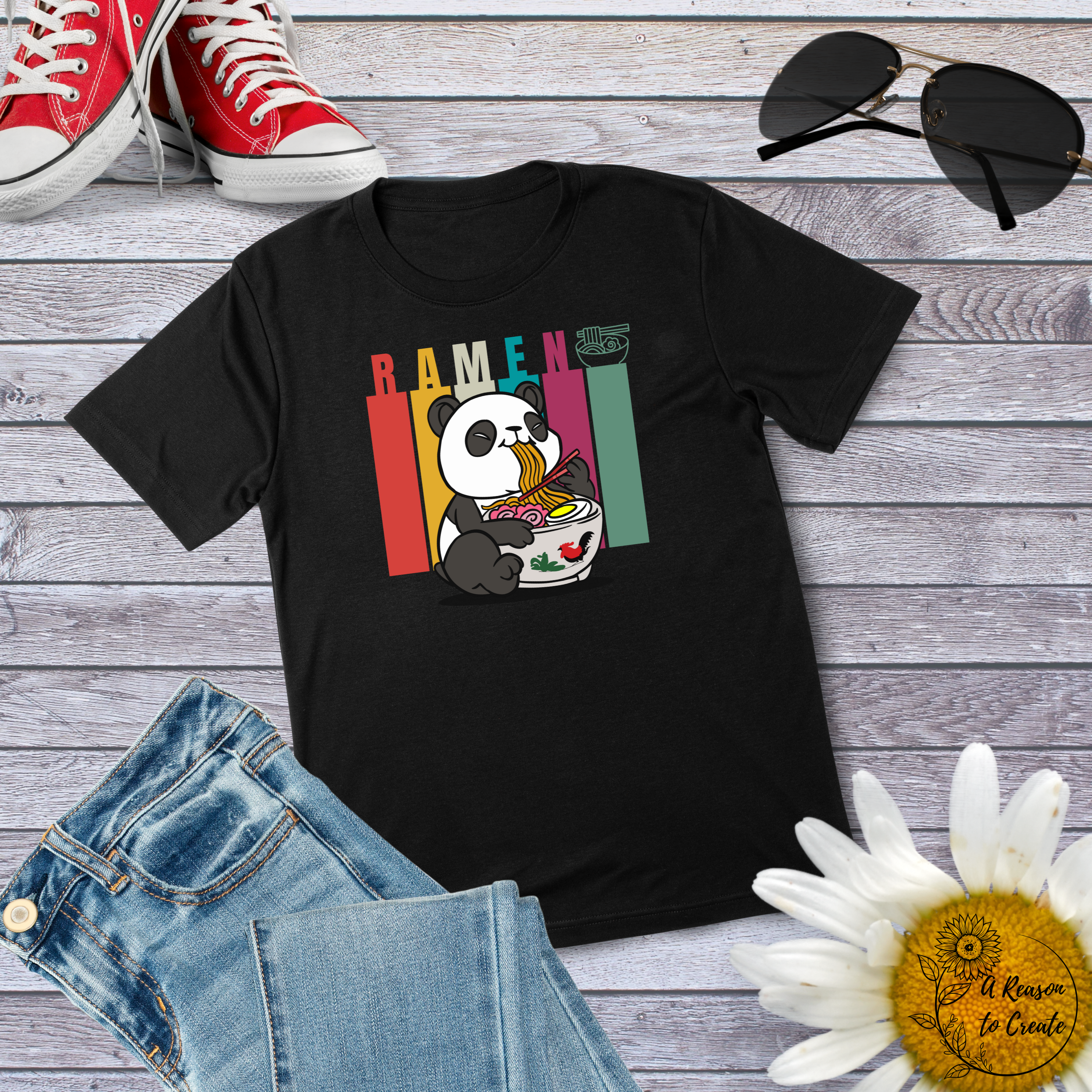 Cute Panda Ramen T-Shirt, Graphic Tee, Unisex Apparel, Foodie Gift, Cute Animal Shirt, Casual Wear, Fun Kitchen Decor