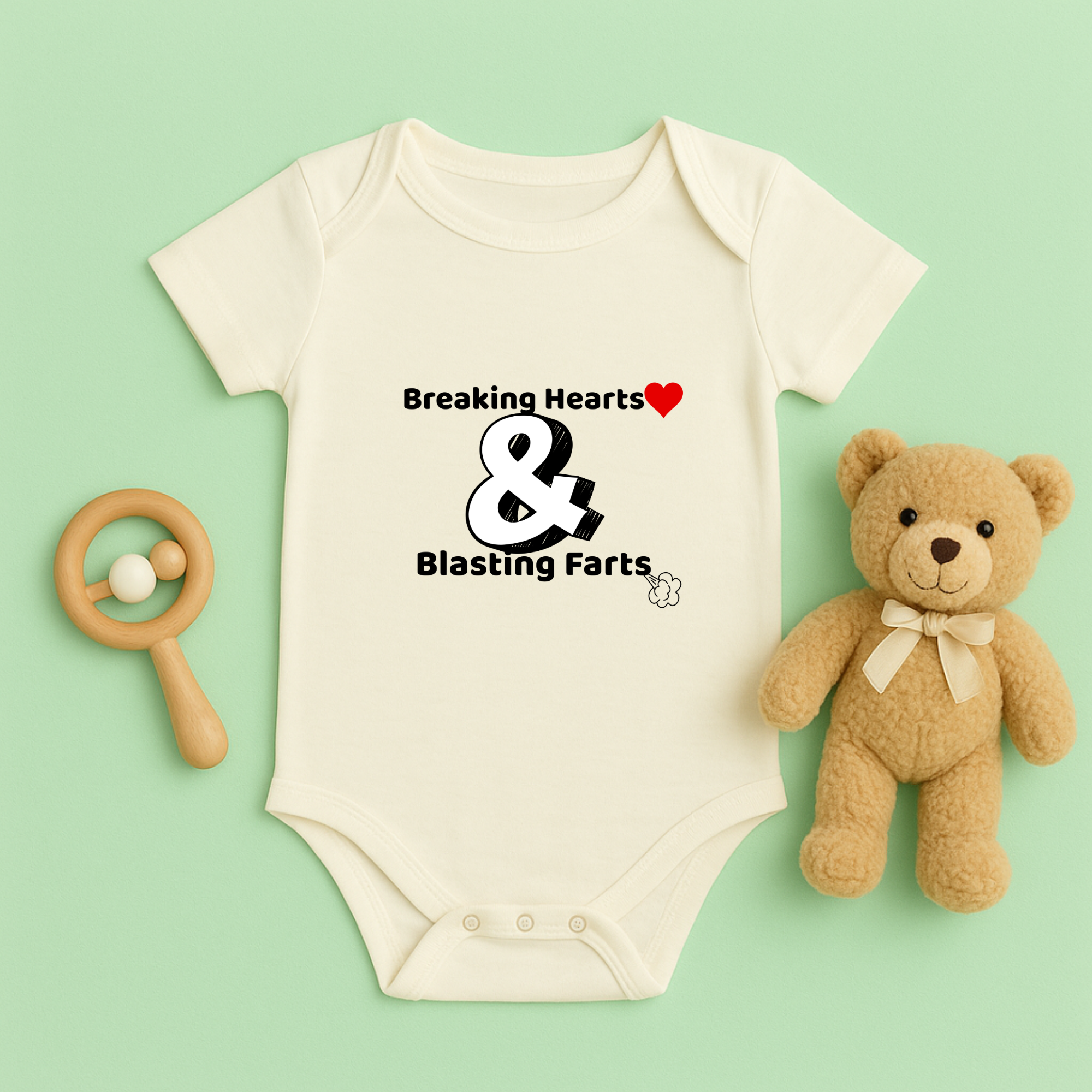 Cute Baby Bodysuit - Breaking Hearts & Blasting Farts, Funny Infant Outfit, Gift for New Parents, Baby Shower Present, Humor Baby Clothes product thumbnail image Cute Baby Bodysuit - Breaking Hearts & Blasting Farts, Funny Infant Outfit, Gift for New Parents, Baby Shower Present, Humor Baby Clothes product thumbnail image