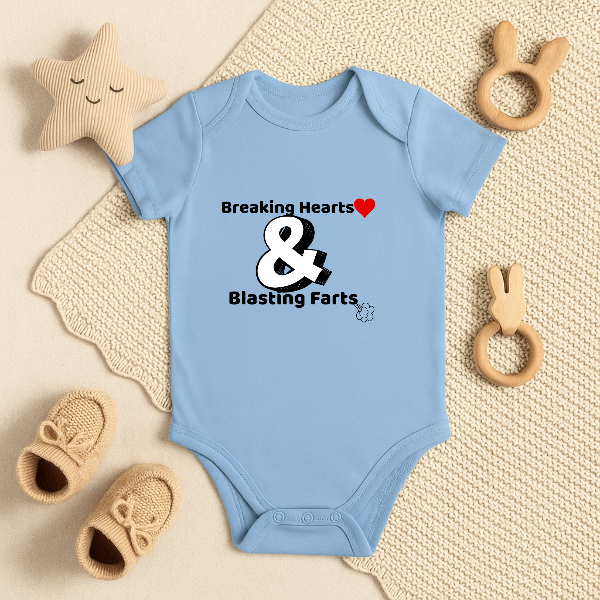 Cute Baby Bodysuit - Breaking Hearts & Blasting Farts, Funny Infant Outfit, Gift for New Parents, Baby Shower Present, Humor Baby Clothes product thumbnail image Cute Baby Bodysuit - Breaking Hearts & Blasting Farts, Funny Infant Outfit, Gift for New Parents, Baby Shower Present, Humor Baby Clothes product thumbnail image
