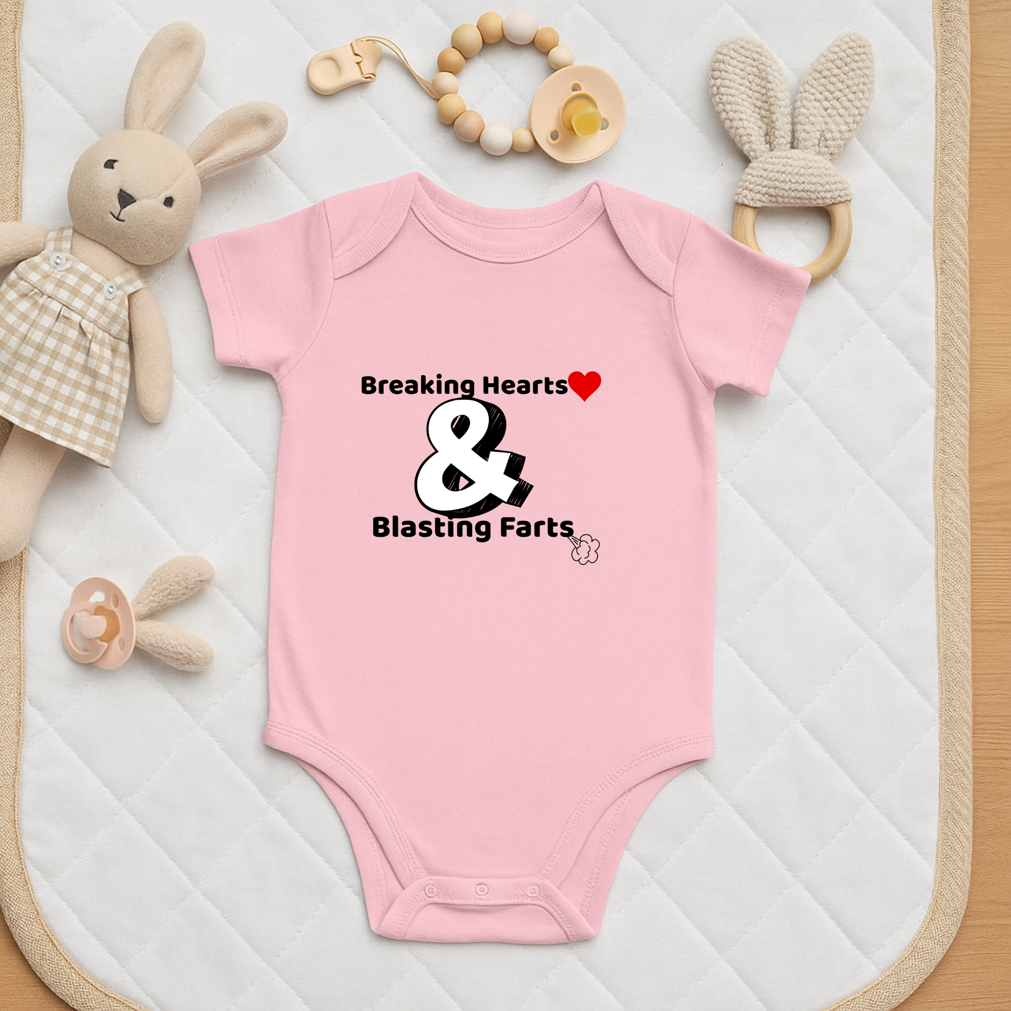 Cute Baby Bodysuit - Breaking Hearts & Blasting Farts, Funny Infant Outfit, Gift for New Parents, Baby Shower Present, Humor Baby Clothes product thumbnail image Cute Baby Bodysuit - Breaking Hearts & Blasting Farts, Funny Infant Outfit, Gift for New Parents, Baby Shower Present, Humor Baby Clothes product thumbnail image
