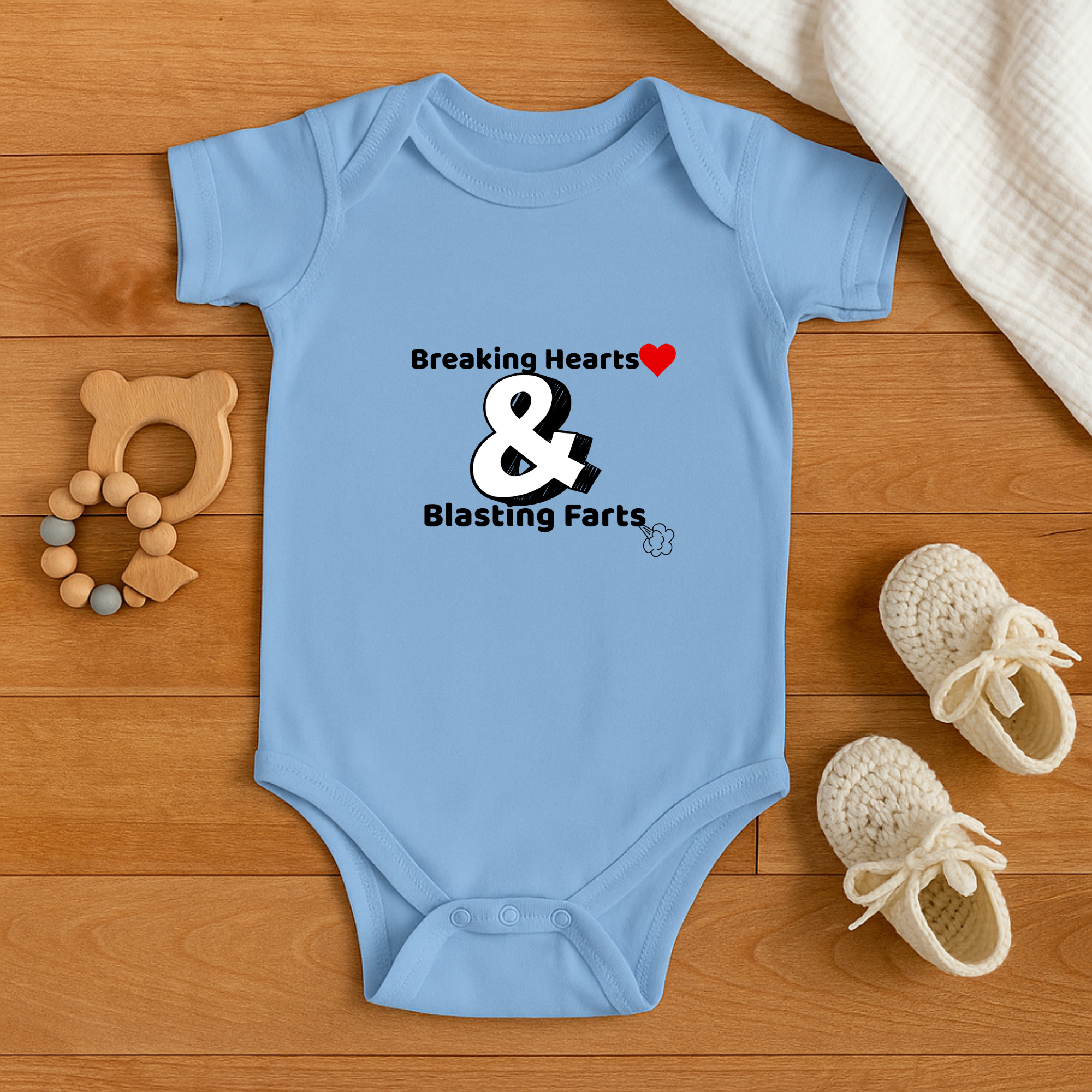 Cute Baby Bodysuit - Breaking Hearts & Blasting Farts, Funny Infant Outfit, Gift for New Parents, Baby Shower Present, Humor Baby Clothes product thumbnail image Cute Baby Bodysuit - Breaking Hearts & Blasting Farts, Funny Infant Outfit, Gift for New Parents, Baby Shower Present, Humor Baby Clothes product thumbnail image