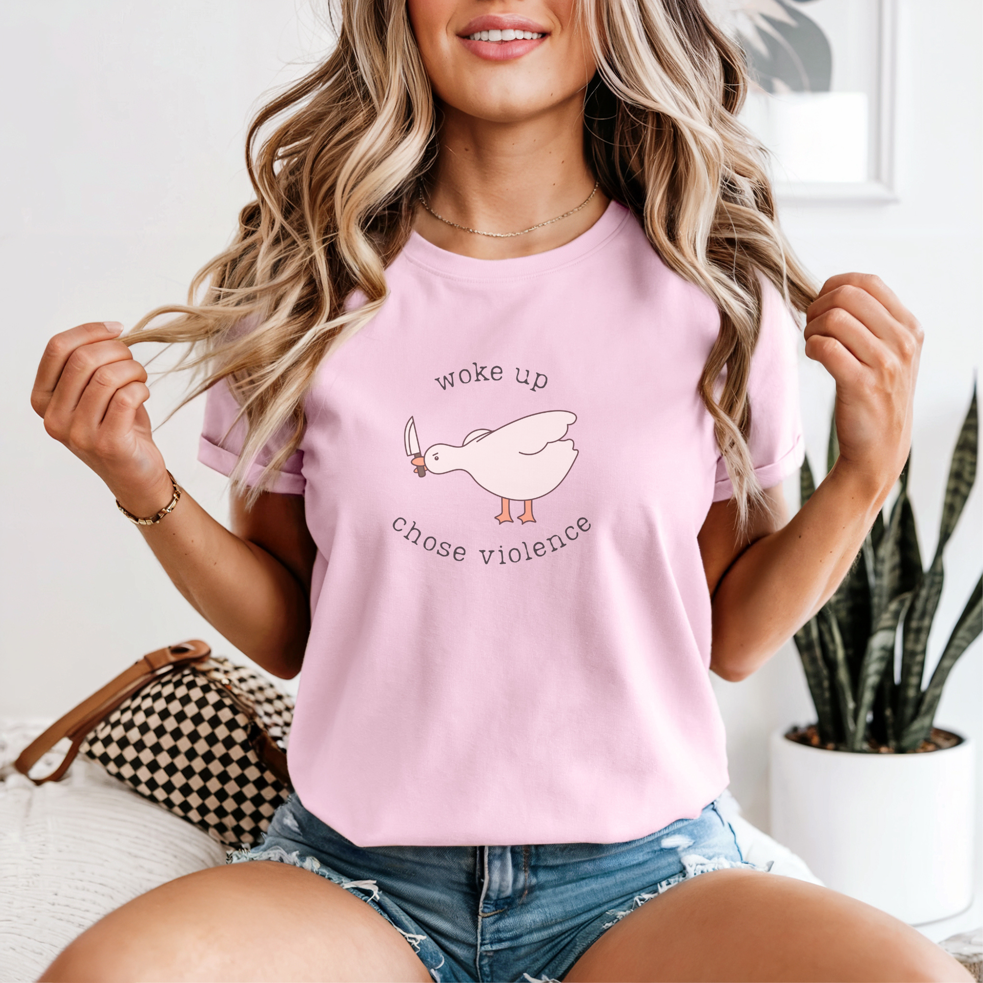 Chose Violence Graphic Tee - Silly Goose Shirt, Minimalistic Design, Shirts for Women, Funny Shirt, Comfort Colors product thumbnail image Chose Violence Graphic Tee - Silly Goose Shirt, Minimalistic Design, Shirts for Women, Funny Shirt, Comfort Colors product thumbnail image