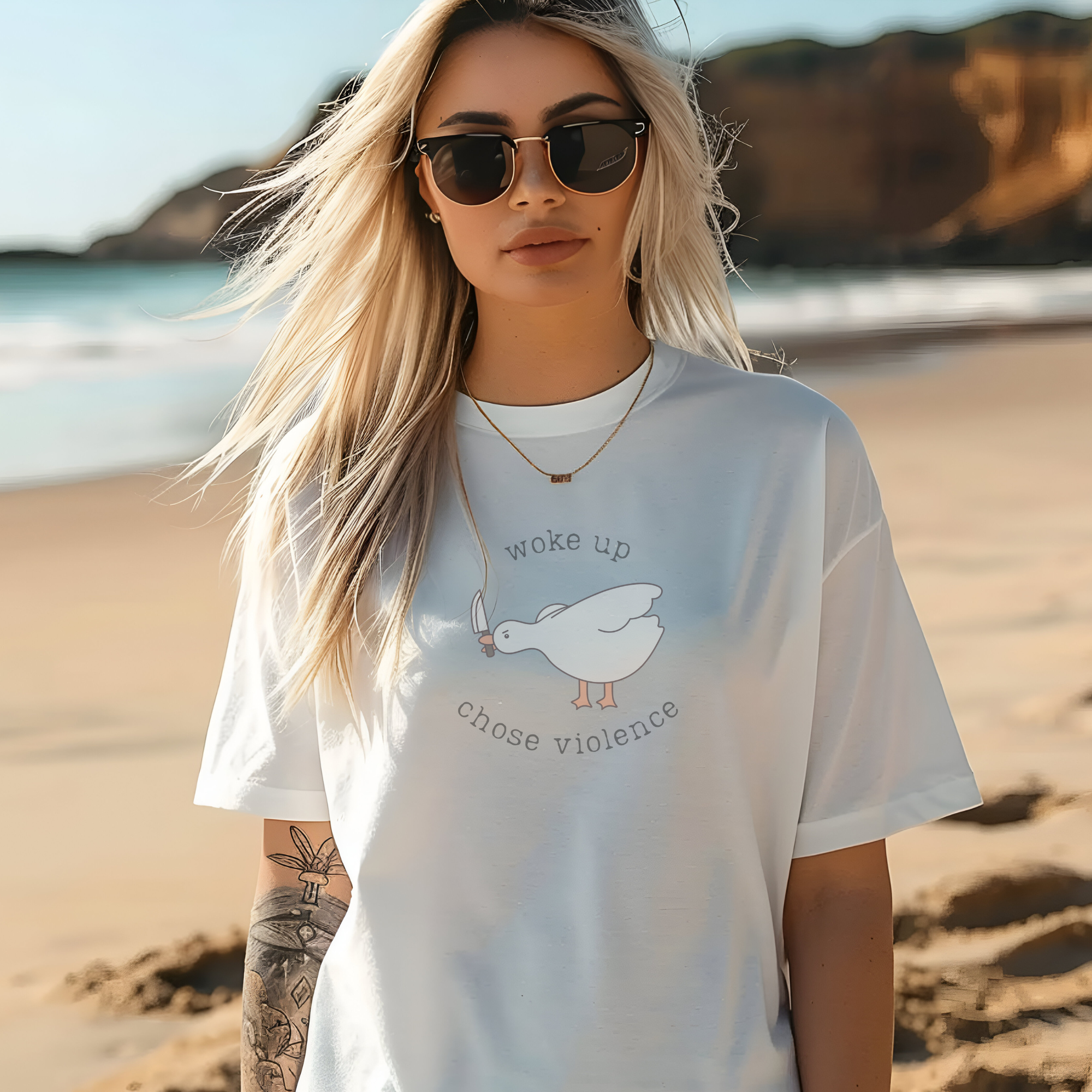 Chose Violence Graphic Tee - Silly Goose Shirt, Minimalistic Design, Shirts for Women, Funny Shirt, Comfort Colors product thumbnail image