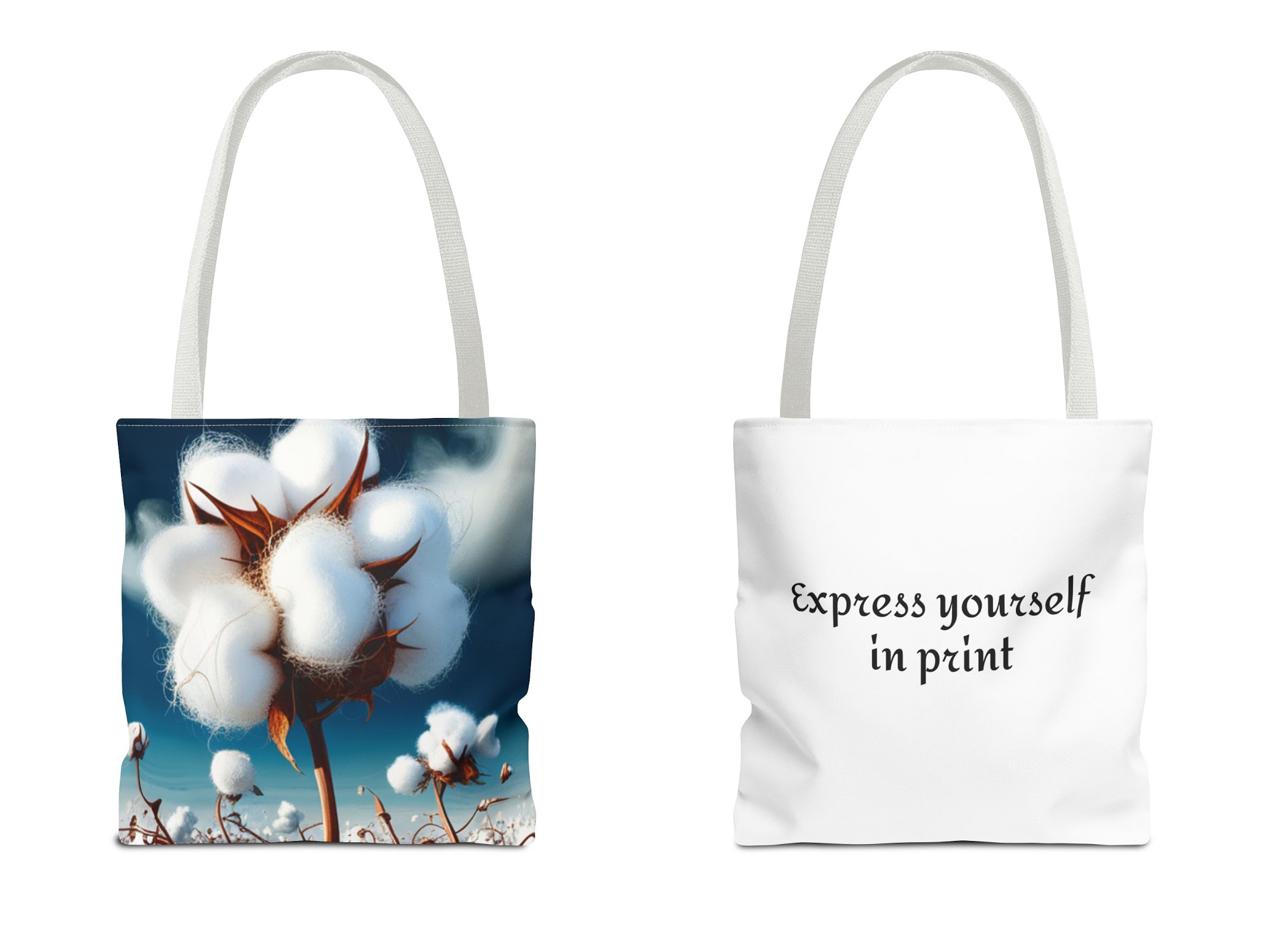 Personalizable Tote Bag (AOP), Cotton boll product thumbnail image Personalizable Tote Bag (AOP), Cotton boll product thumbnail image