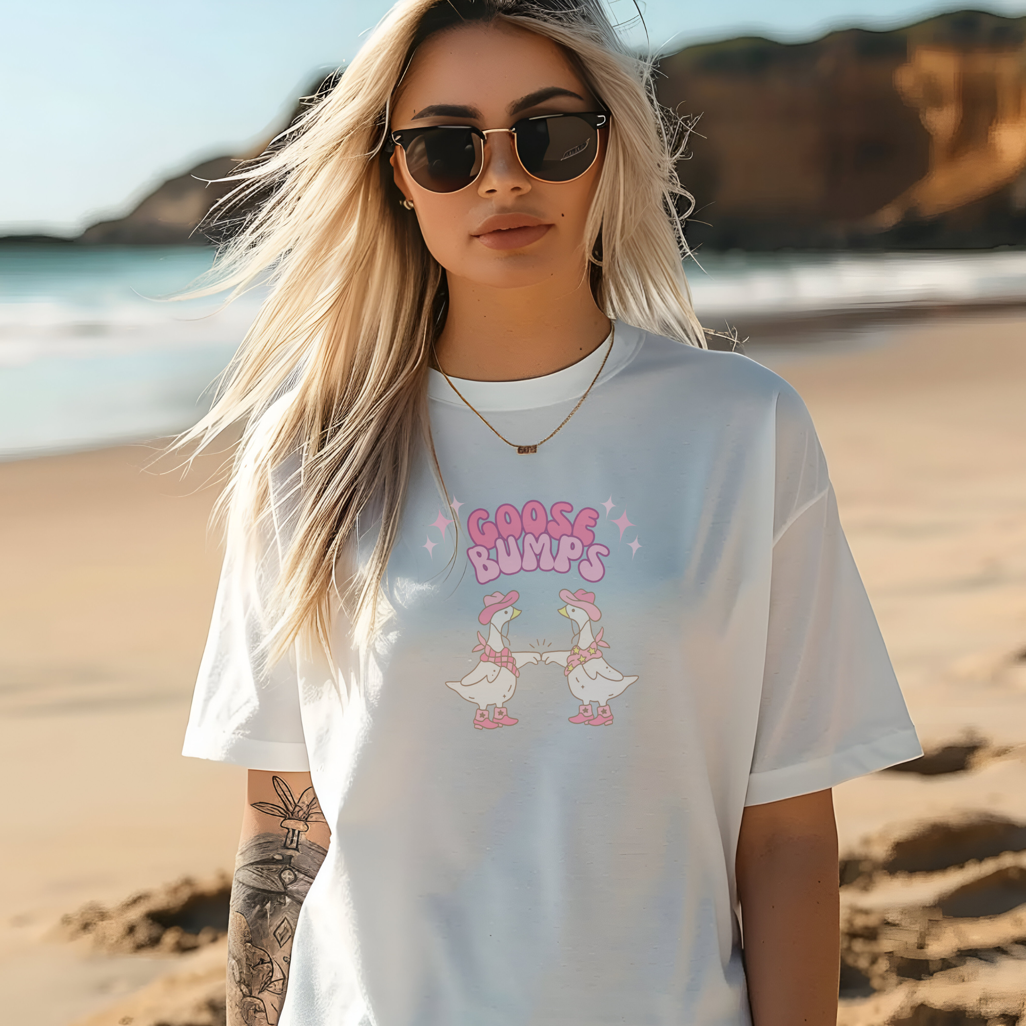 Fun GooseBumps T-Shirt - Casual Tee, Cute Women's Shirt, Silly Goose, Vintage Style Shirt, Kawaii Fashion Top, Retro Style product thumbnail image