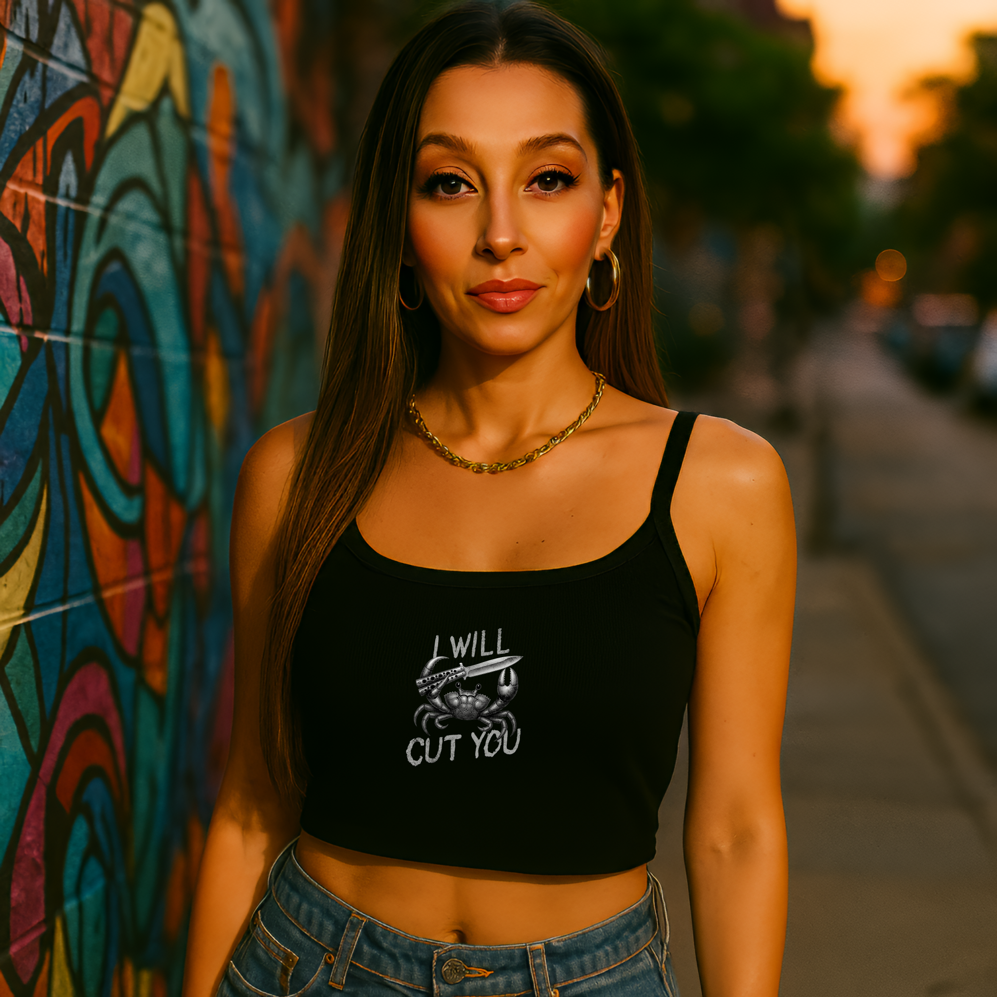 Mean Girl Tank – Cancer Season “I Will Cut You” Spaghetti Strap Top product thumbnail image
