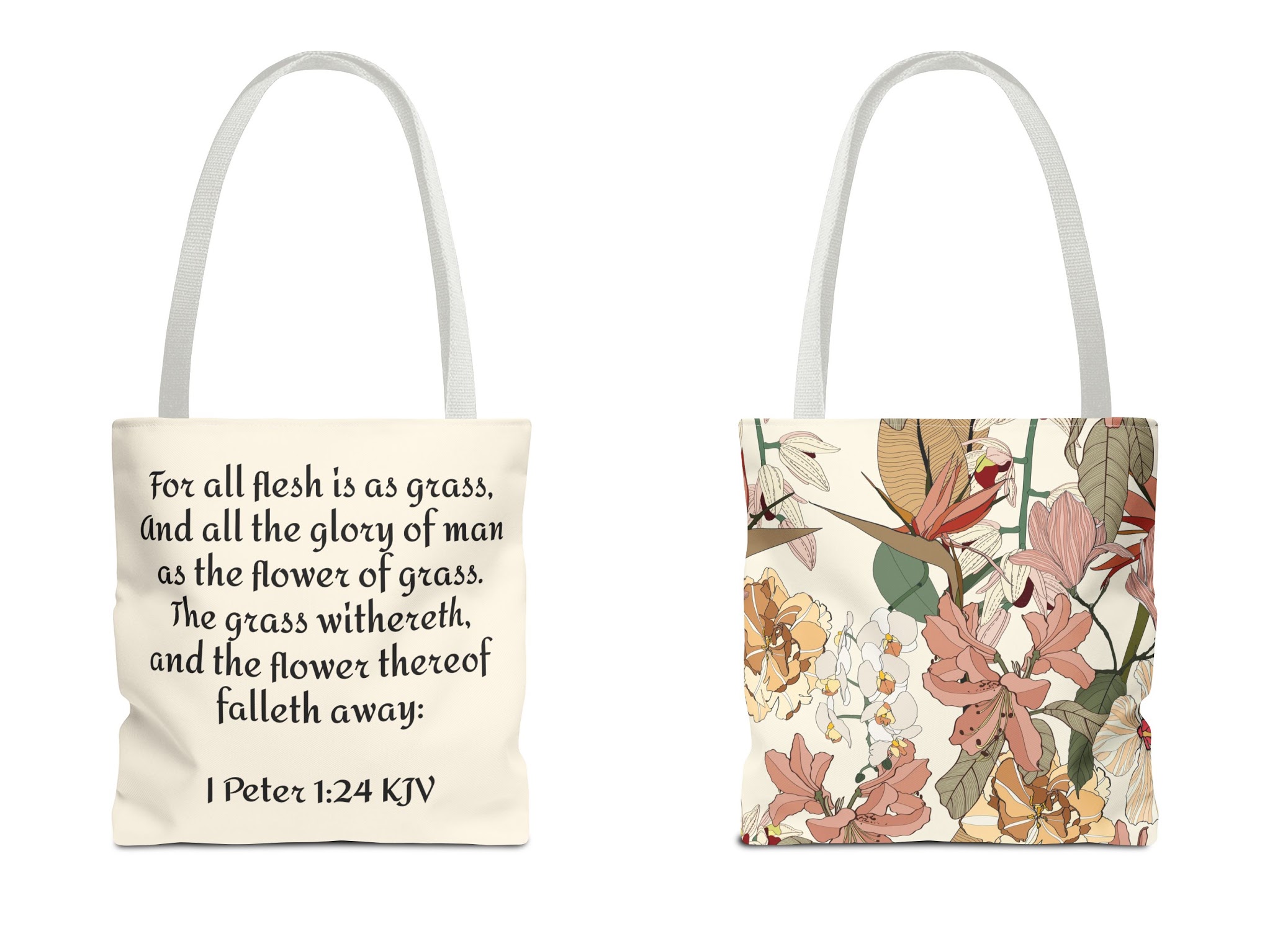 Orchid FlowerTote with Bible Verse (AOP)