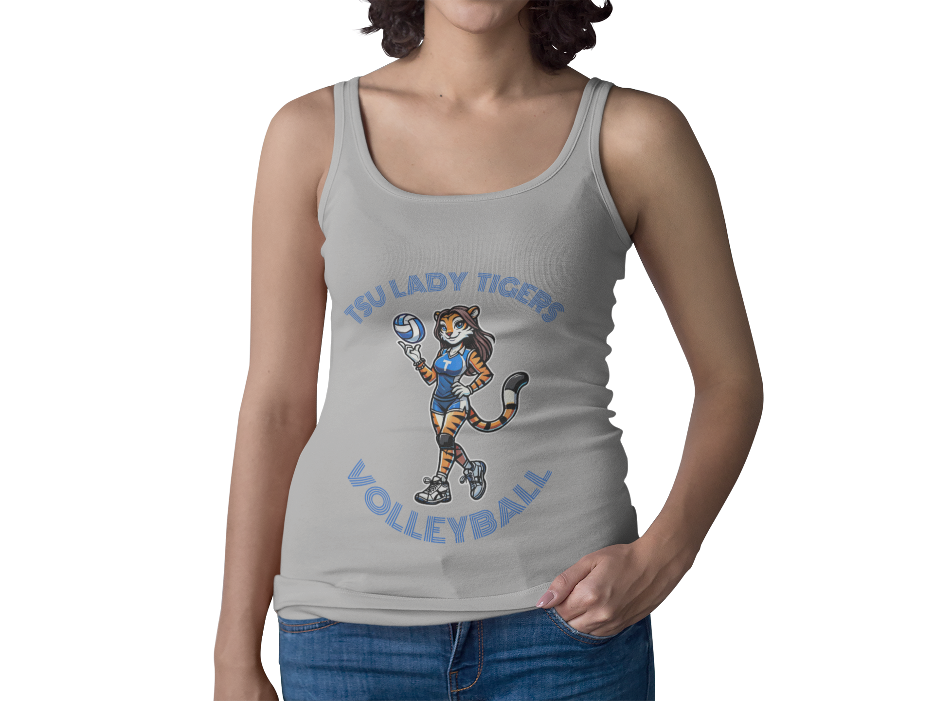 TSU Lady Tigers Volleyball Racerback Tank - Sporty Women's Tee for Fitness, Beach, Team Events, Gym Wear, Workout Gear product thumbnail image