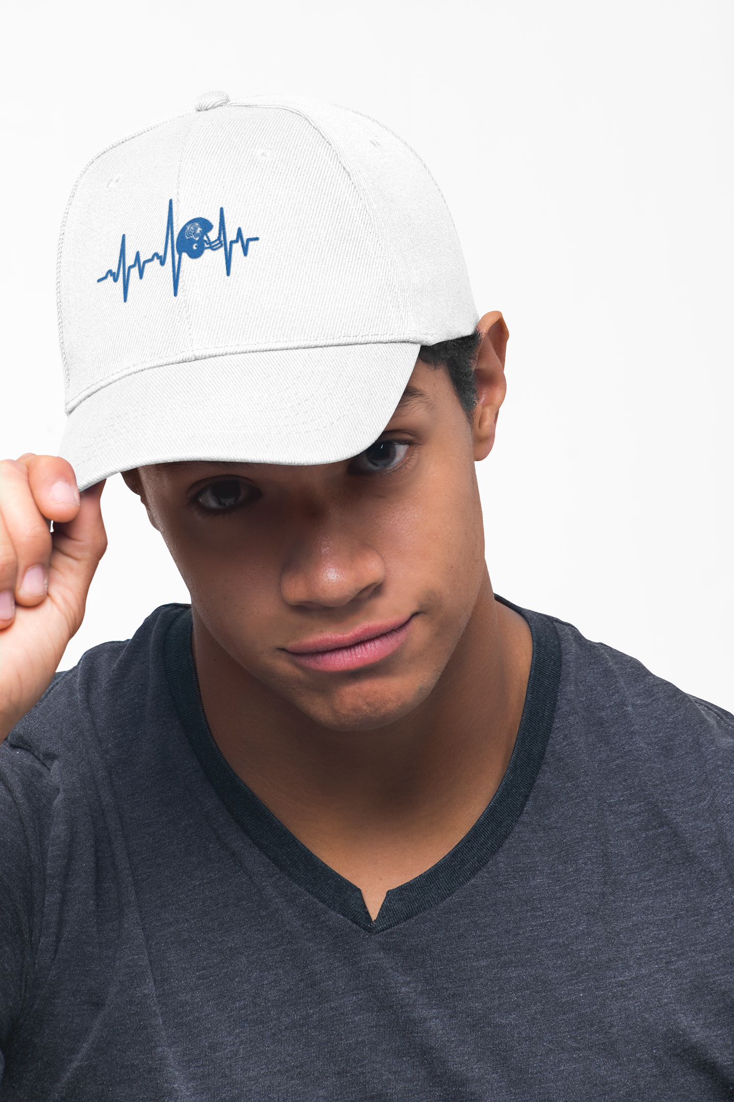 Embroidered Football Heartbeat Cap