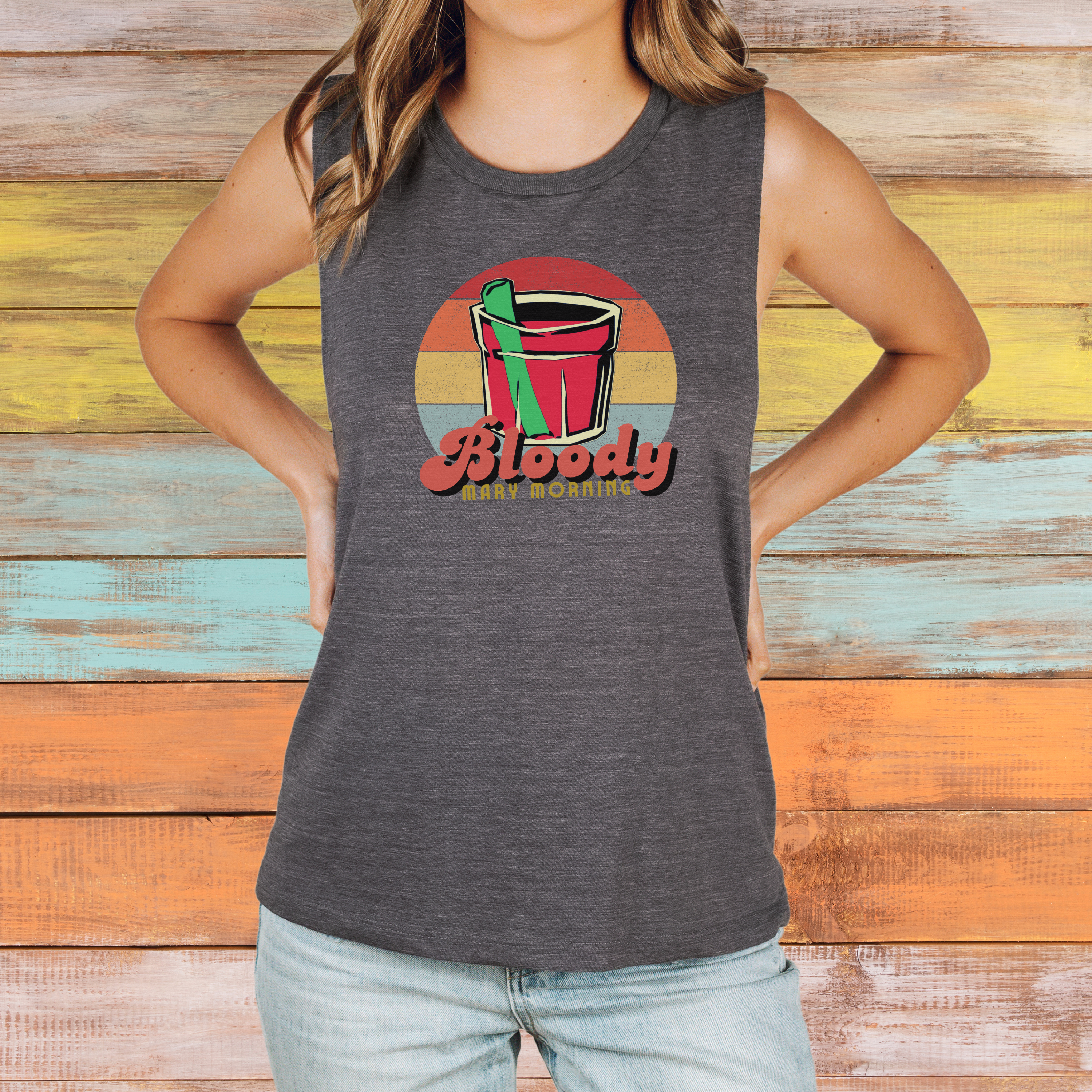 Summer Vibes OG Bloody Mary Morning Flowy Scoop Muscle Tank - Lively Floral Skull Design product thumbnail image Summer Vibes OG Bloody Mary Morning Flowy Scoop Muscle Tank - Lively Floral Skull Design product thumbnail image