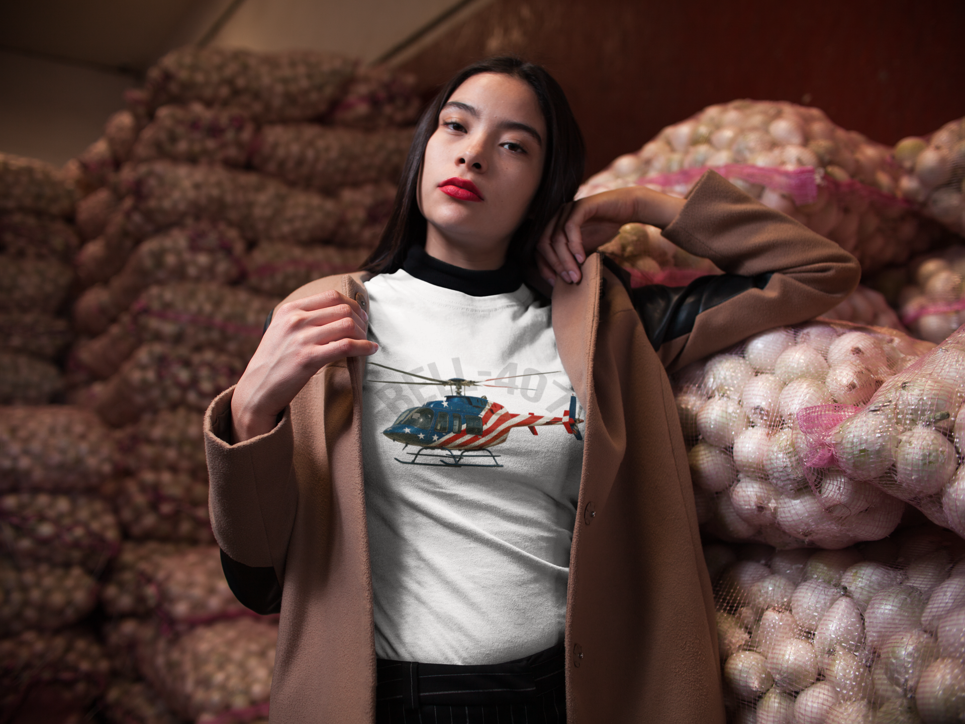 Patriotic Helicopter Tee, Bell-407 Unisex Short Sleeve V-Neck T-Shirt for Veterans, Independence Day Gift, Casual Wear, Fourth of July product thumbnail image