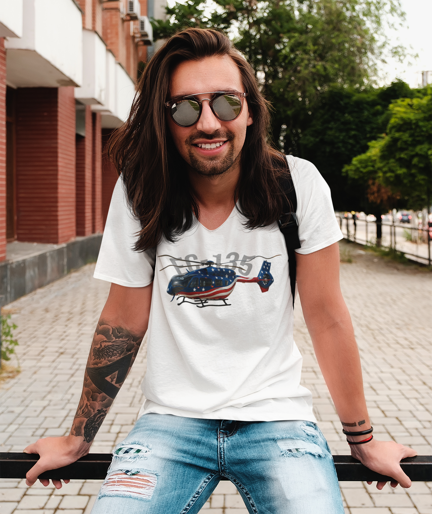 Patriotic EC135 Helicopter V-Neck Tee, Casual Wear, Military Enthusiast Gift, Unisex T-Shirt, Independence Day, Aviation Lover product thumbnail image Patriotic EC135 Helicopter V-Neck Tee, Casual Wear, Military Enthusiast Gift, Unisex T-Shirt, Independence Day, Aviation Lover product thumbnail image