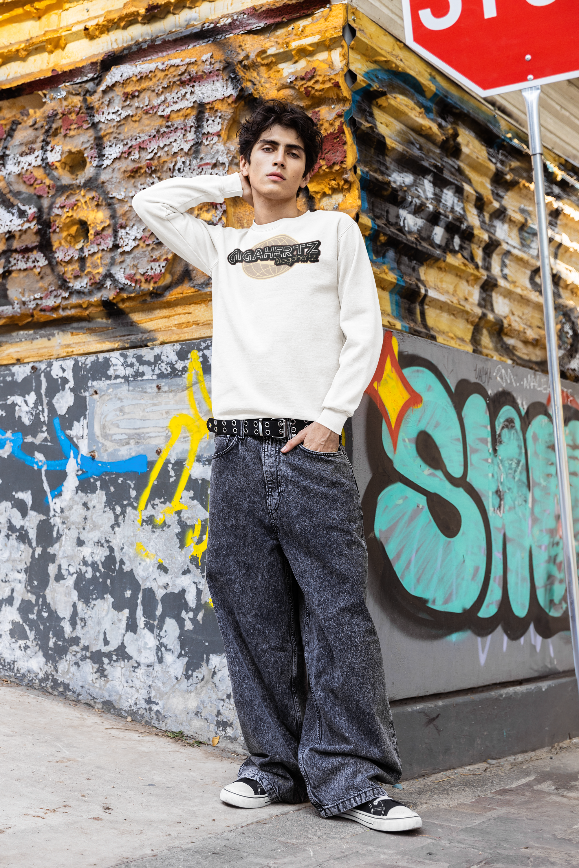 ChiRadio LLC ™️©️ Gigahertz Megahertz Unisex Lightweight Crewneck Sweatshirt, Graphic Sweatshirt, Casual Pullover, Gift for Tech Lovers, Streetwear Style, [...] product thumbnail image