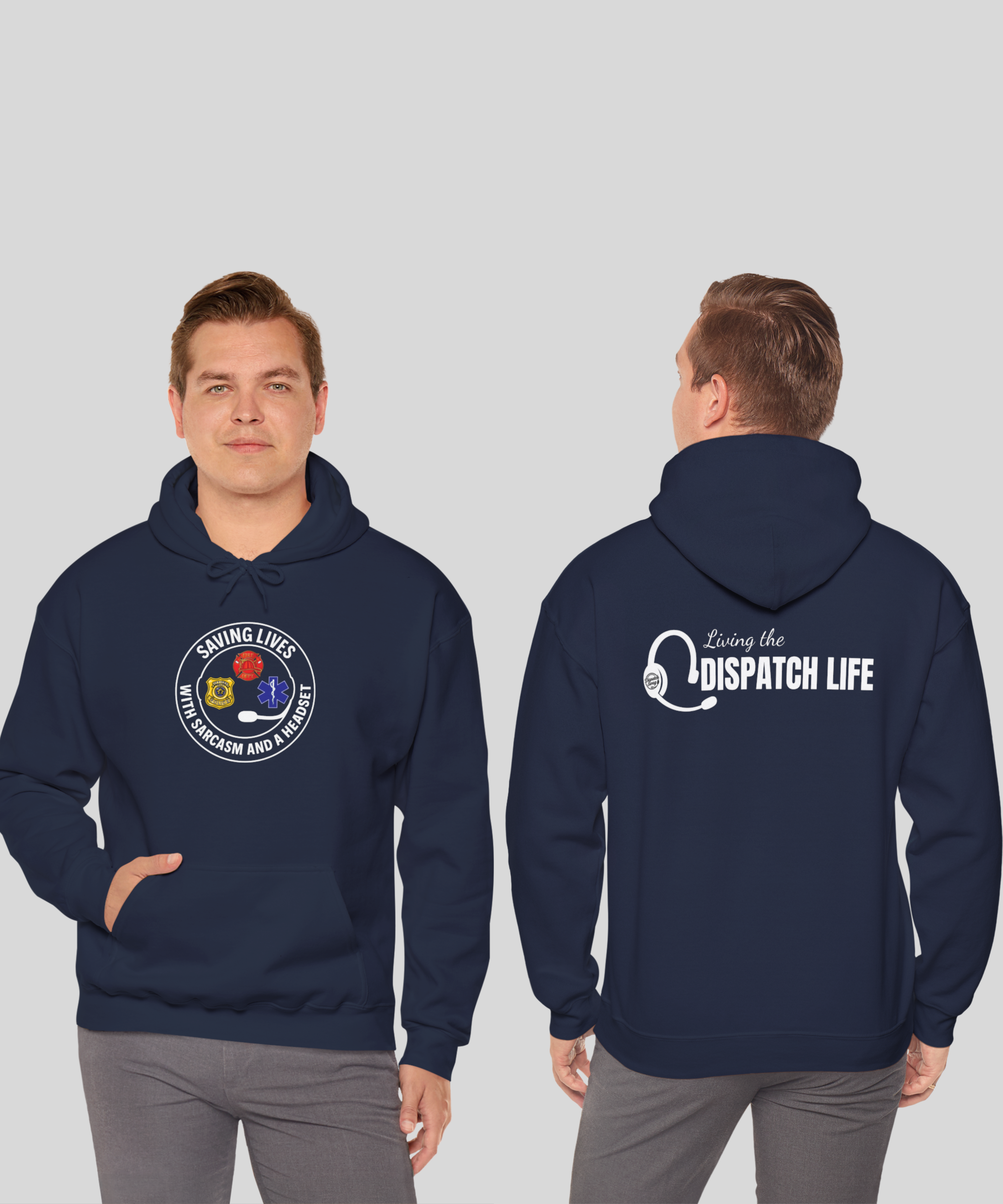 Saving Lives with Sarcasm Front & Dispatch Life Back Print - Dispatcher Hoodie product thumbnail image Saving Lives with Sarcasm Front & Dispatch Life Back Print - Dispatcher Hoodie product thumbnail image