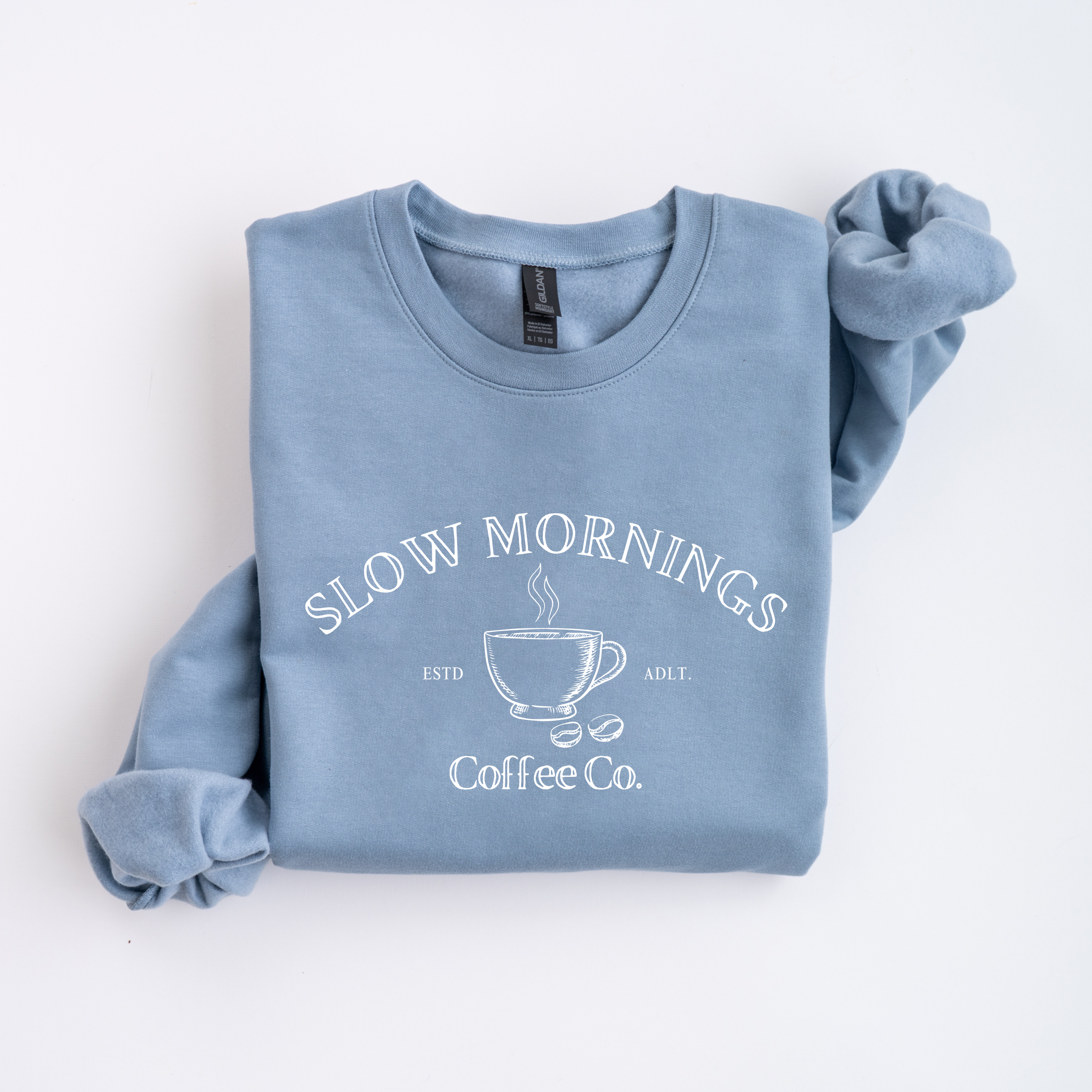 Slow Mornings Coffee Co | Softstyle Crewneck Sweatshirt product thumbnail image Slow Mornings Coffee Co | Softstyle Crewneck Sweatshirt product thumbnail image