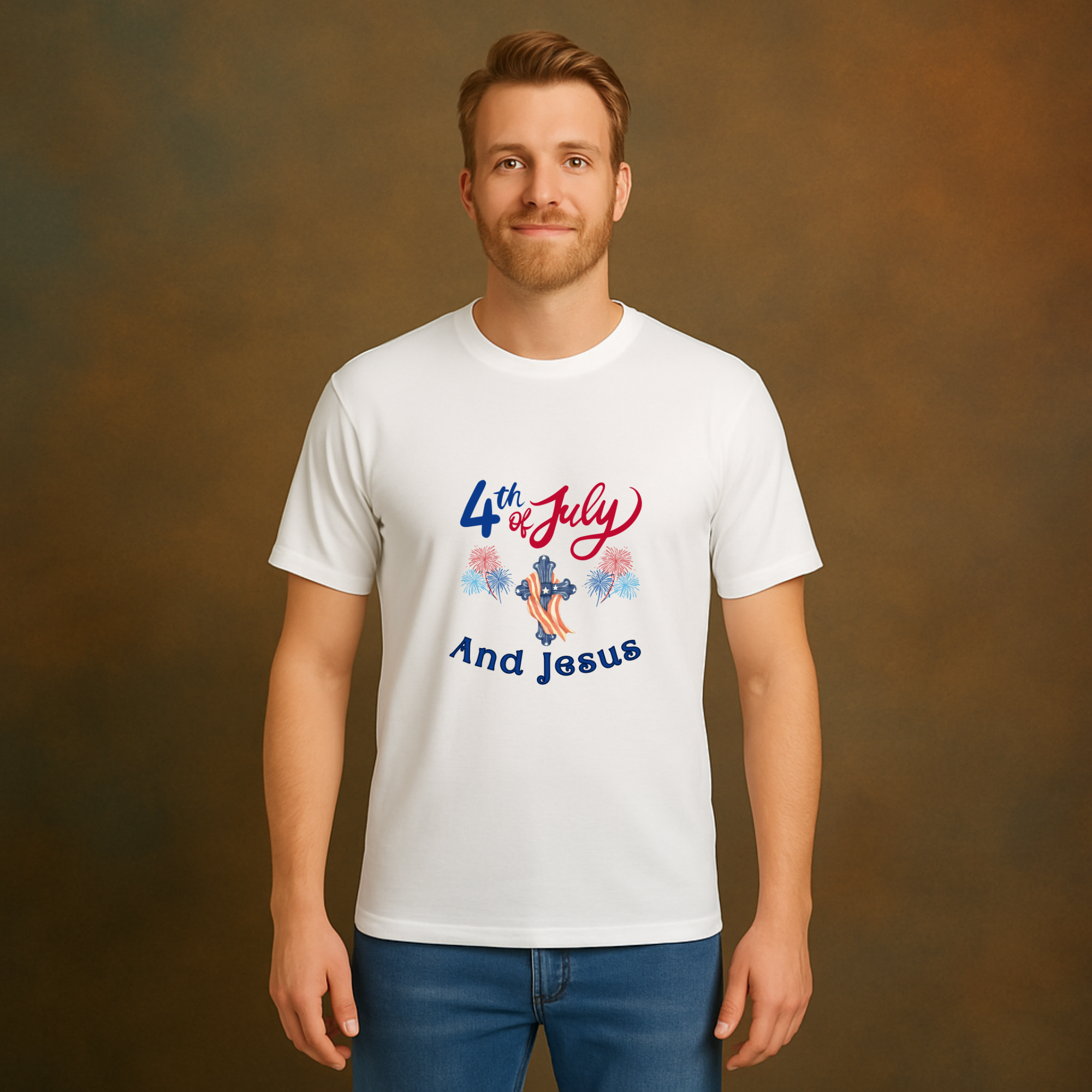 4th of July And Jesus T-Shirt Patriotic Christian Tee Independence Day Faith Shirt USA Flag Cross Graphic Tee Summer Freedom Unisex Tee product thumbnail image 4th of July And Jesus T-Shirt Patriotic Christian Tee Independence Day Faith Shirt USA Flag Cross Graphic Tee Summer Freedom Unisex Tee product thumbnail image