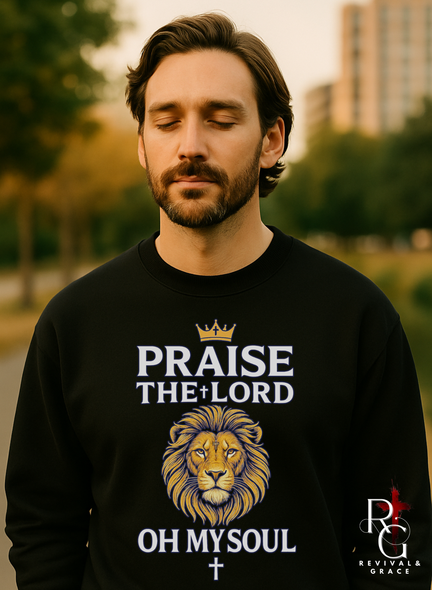 Praise The Lord Oh My Soul Christian Crewneck Sweatshirt – Lion of Judah Faith Pullover (Unisex)