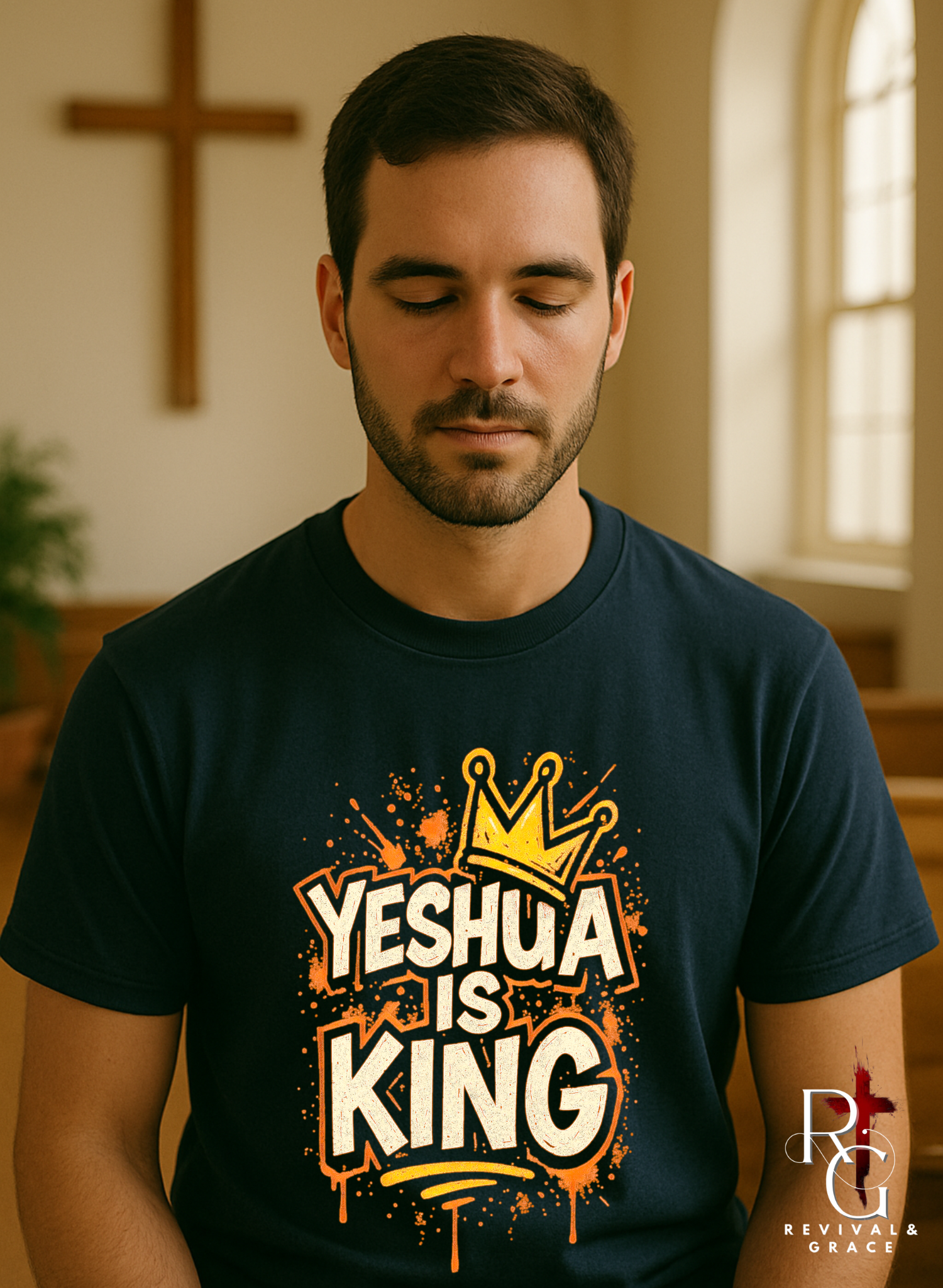 Yeshua Is King – Revelation 19:16 | Bold Christian Streetwear Tee product thumbnail image