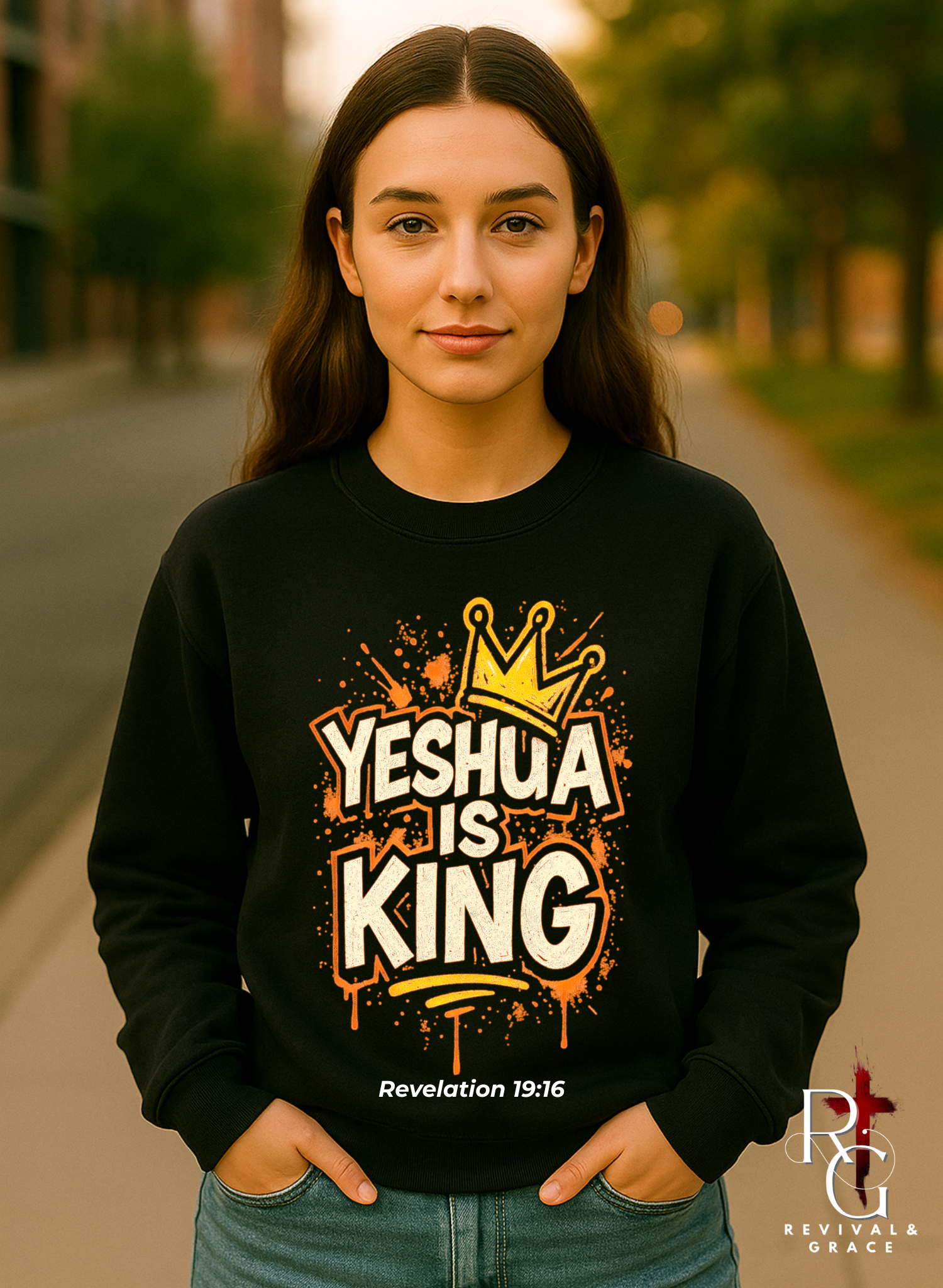 Yeshua Is King Sweatshirt – Christian Crewneck | Jesus Is King | Revelation 19:16 Bible Verse Pullover product thumbnail image Yeshua Is King Sweatshirt – Christian Crewneck | Jesus Is King | Revelation 19:16 Bible Verse Pullover product thumbnail image