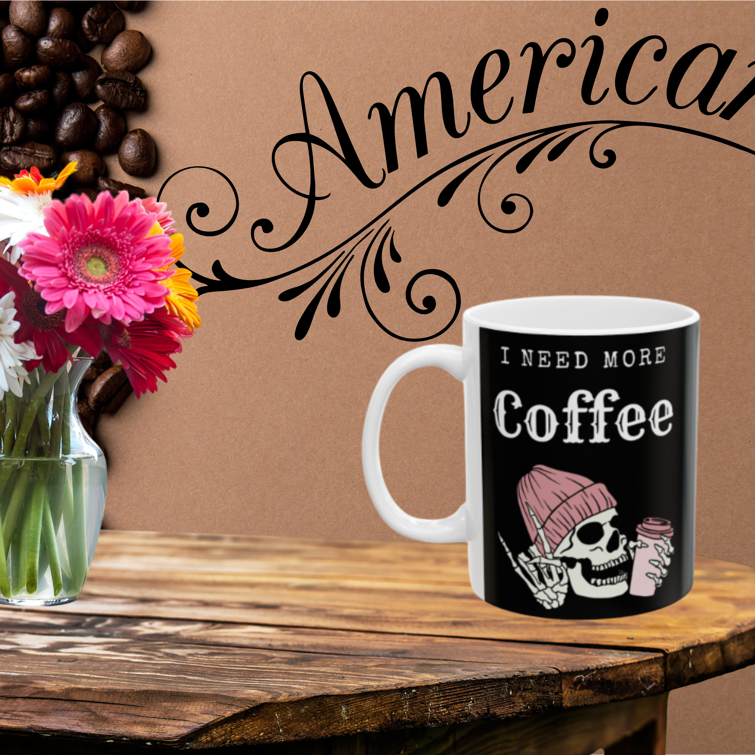 Coffee Lover mug, Funny Skull coffee cup, Gift for Coffee Addicts, Unique Coffee cups