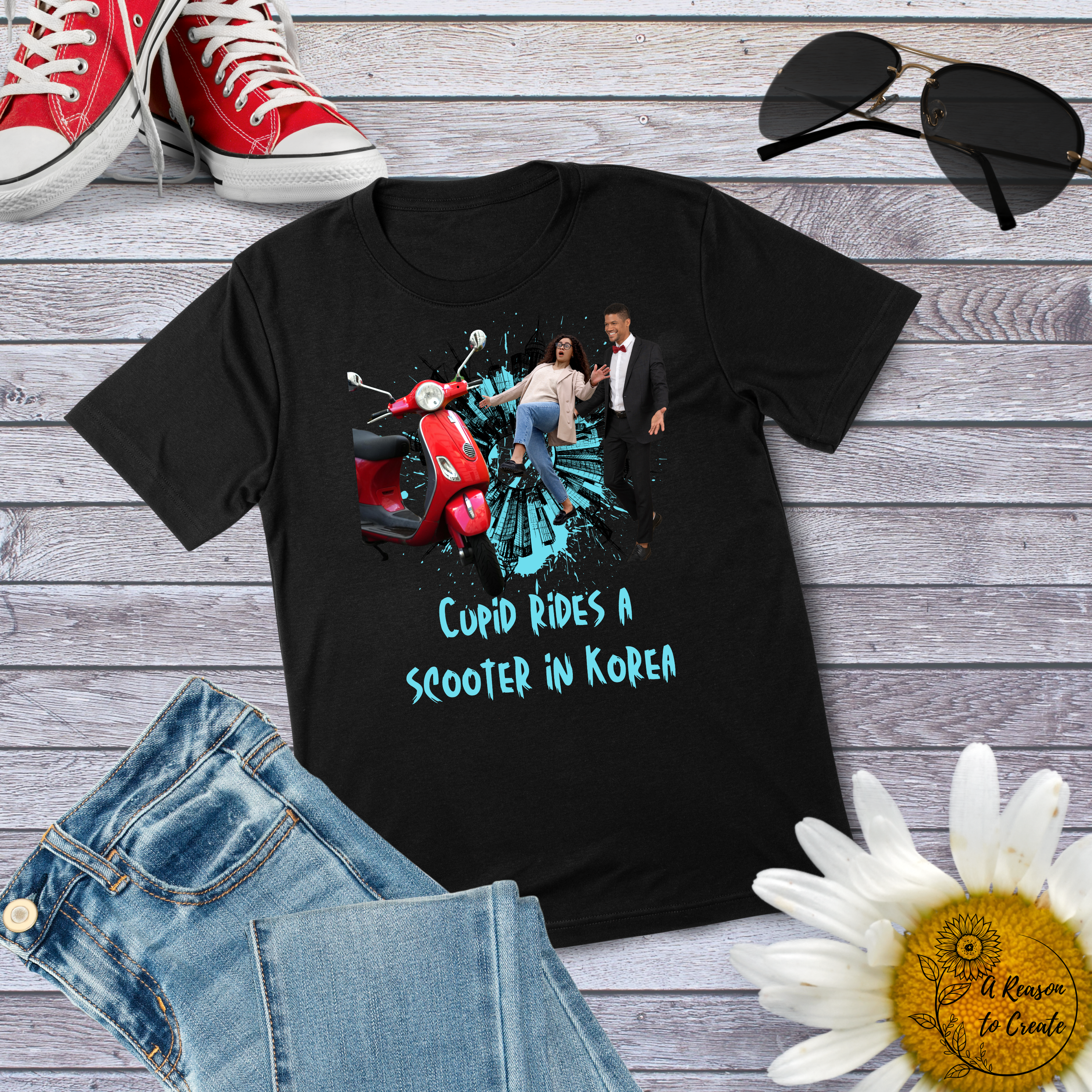 Cupid Rides a Scooter Unisex T-Shirt | Fun Graphic Tee for Couples, Valentine's Day Gift, Casual Wear, Streetwear, Gift for Him/Her, Kdrama fan favorites product thumbnail image Cupid Rides a Scooter Unisex T-Shirt | Fun Graphic Tee for Couples, Valentine's Day Gift, Casual Wear, Streetwear, Gift for Him/Her, Kdrama fan favorites product thumbnail image