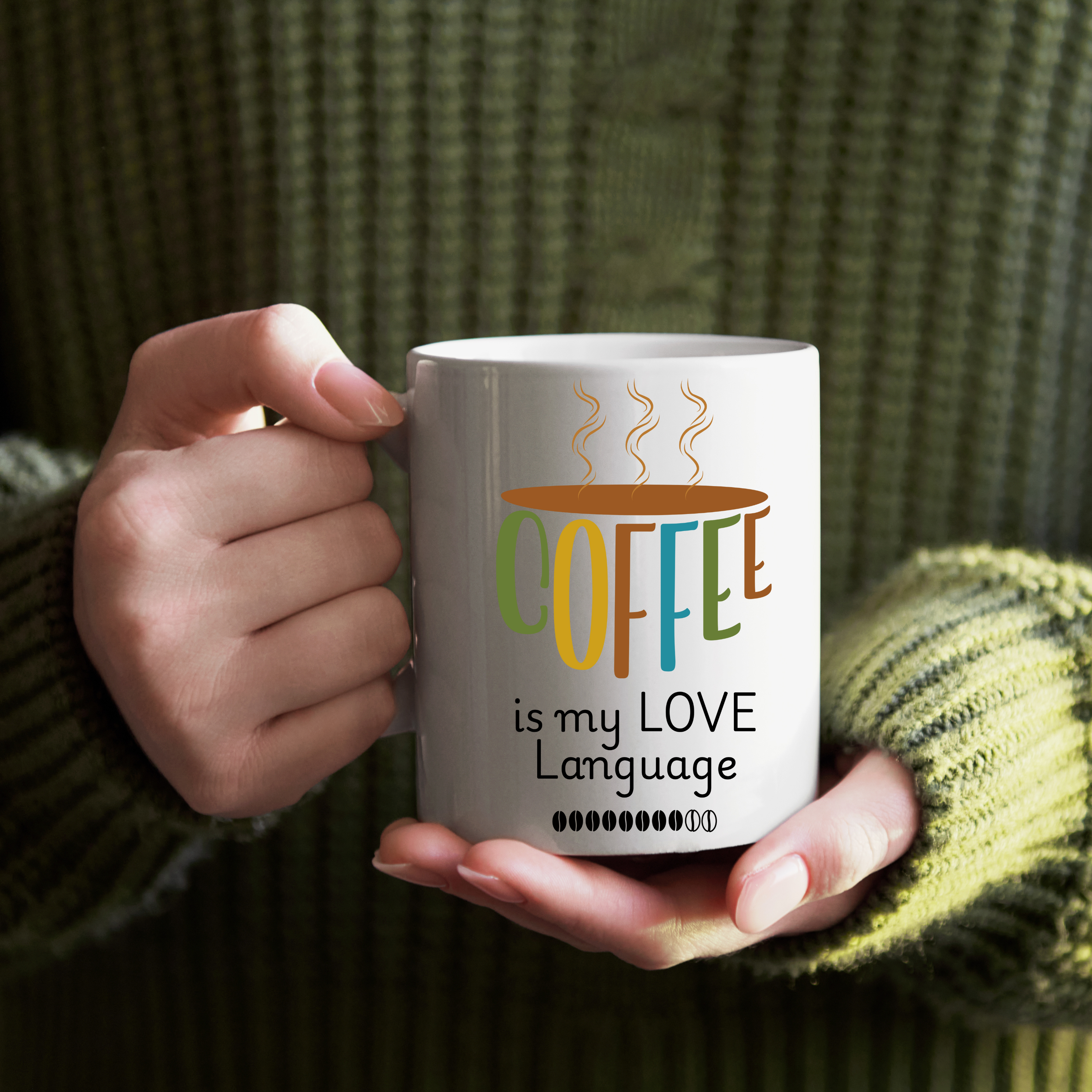 Coffee Love Language coffee cup. Gift for Coffee Lovers, Cute mug for Birthdays, Perfect for gift giving