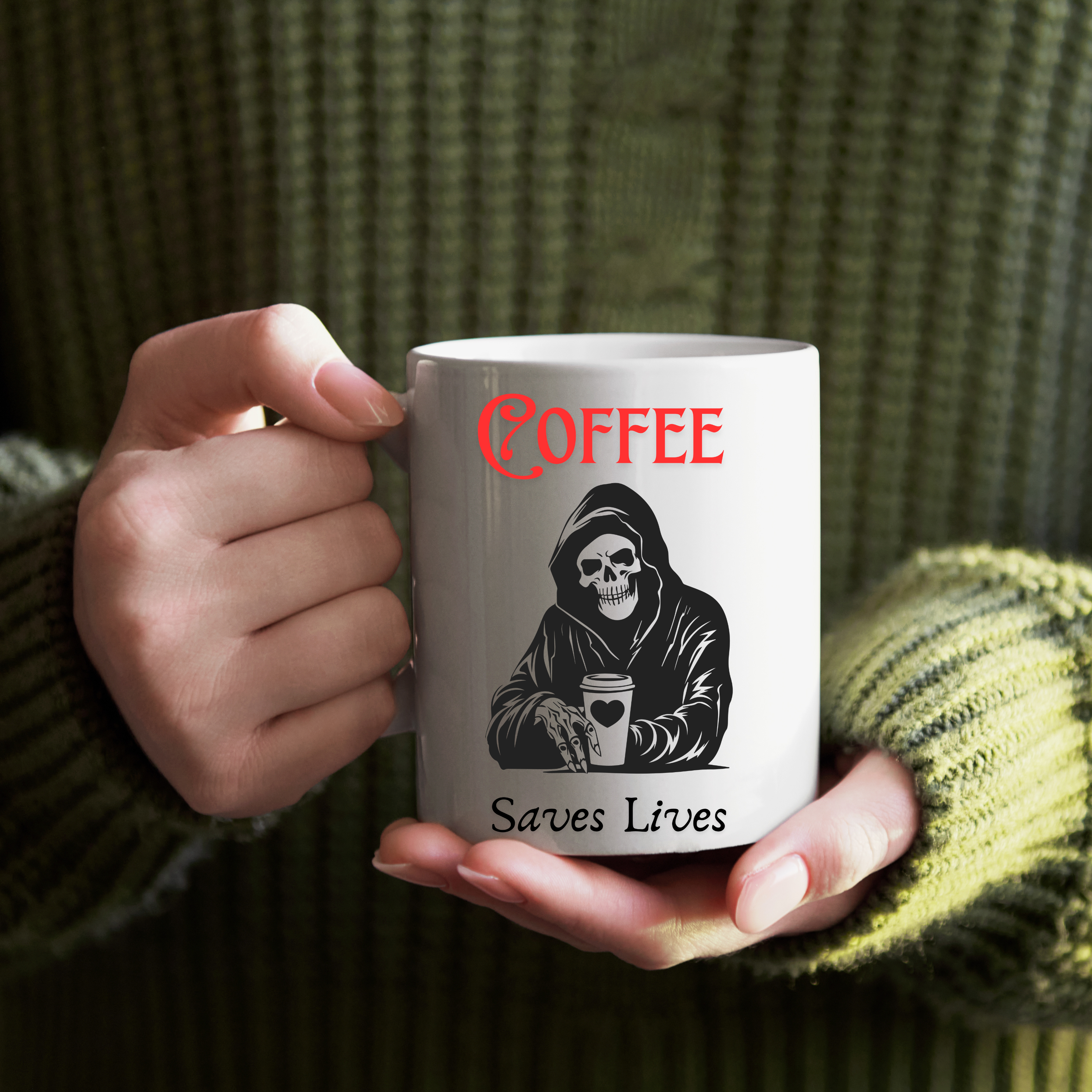 Coffee Saves Lives Coffee Cup, Funny gift, coffee lovers mug, caffeine addict
