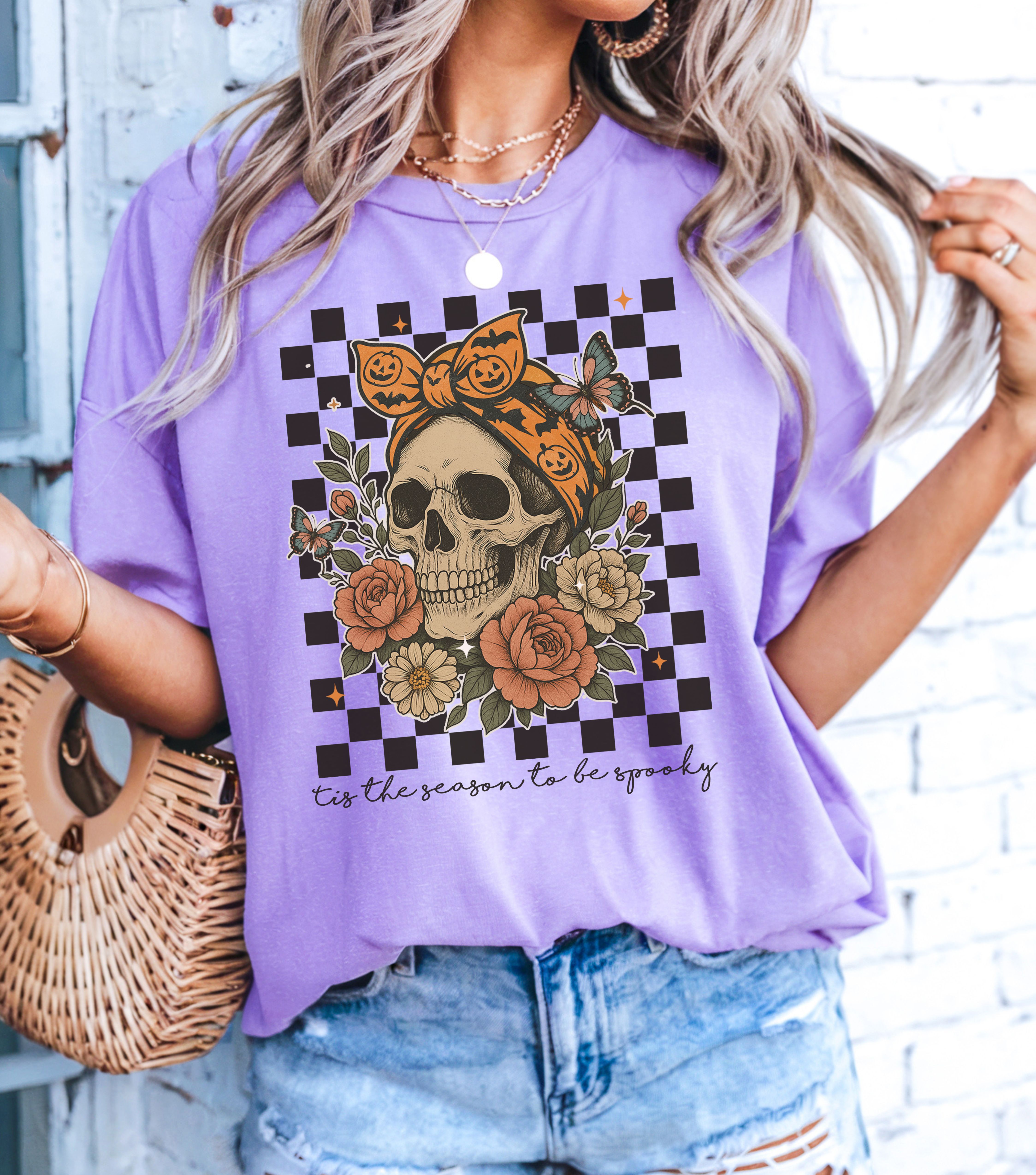 Skull Floral T-shirt | Gothic Graphic Tee | Halloween Apparel | Unisex Casual Wear | Vintage Vibe | Gift for Friends product thumbnail image
