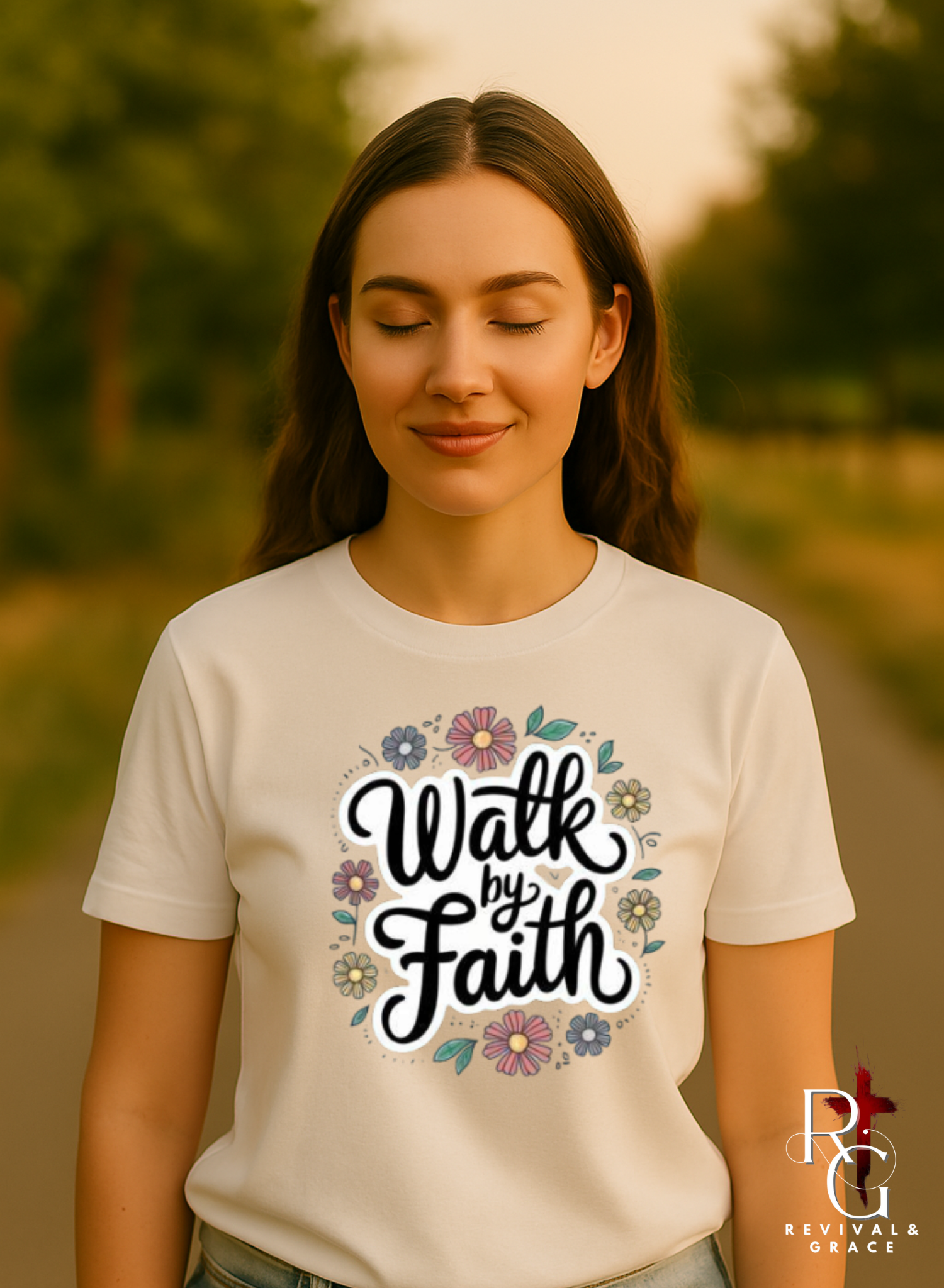 Inspirational Faith T-Shirt - Walk by Faith &amp; 2 Corinthians 5:7 Design