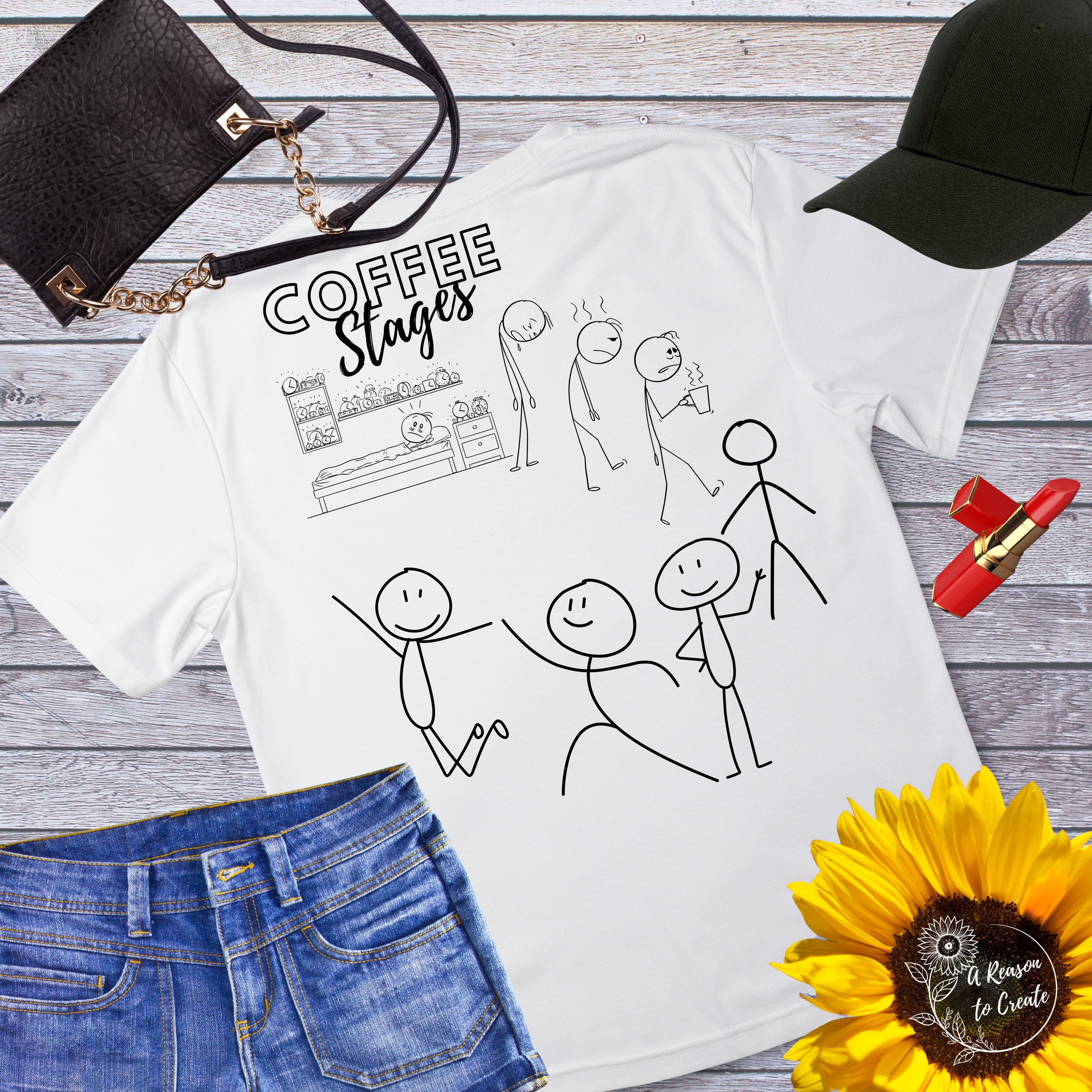 Coffee Stages T-Shirt, Unisex Softstyle Tee, Fun Coffee Lover Gift, Casual Wear, Coffee Enthusiast Apparel, Birthday Present