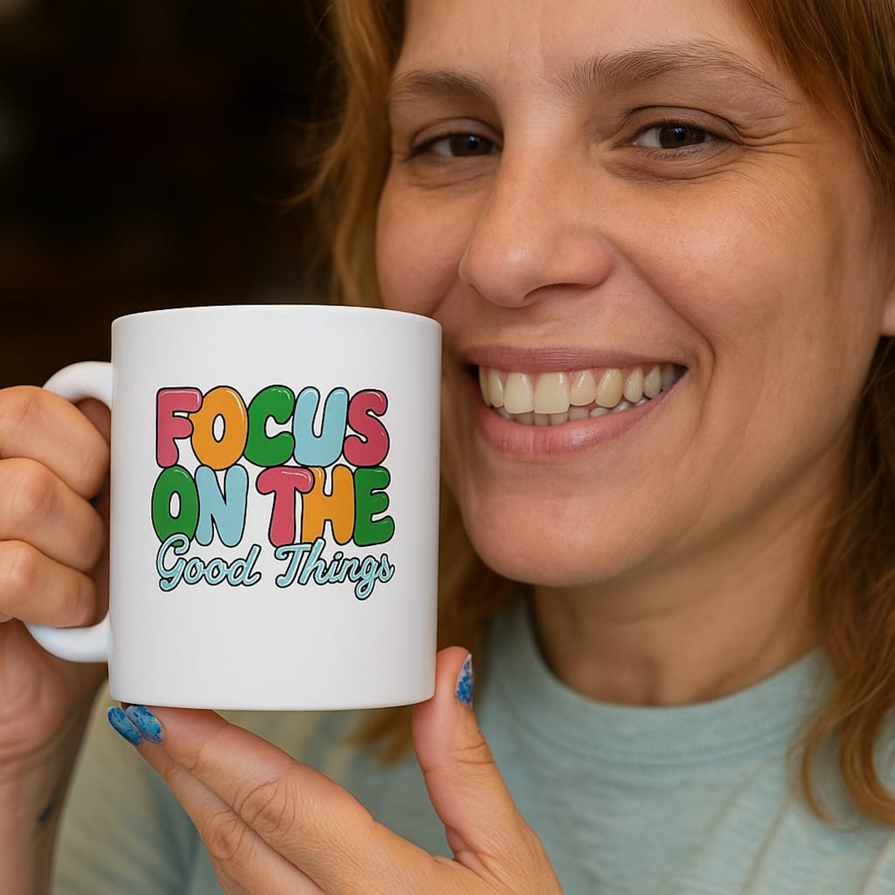 Colorful Motivational Mug - Focus on the Good Things 