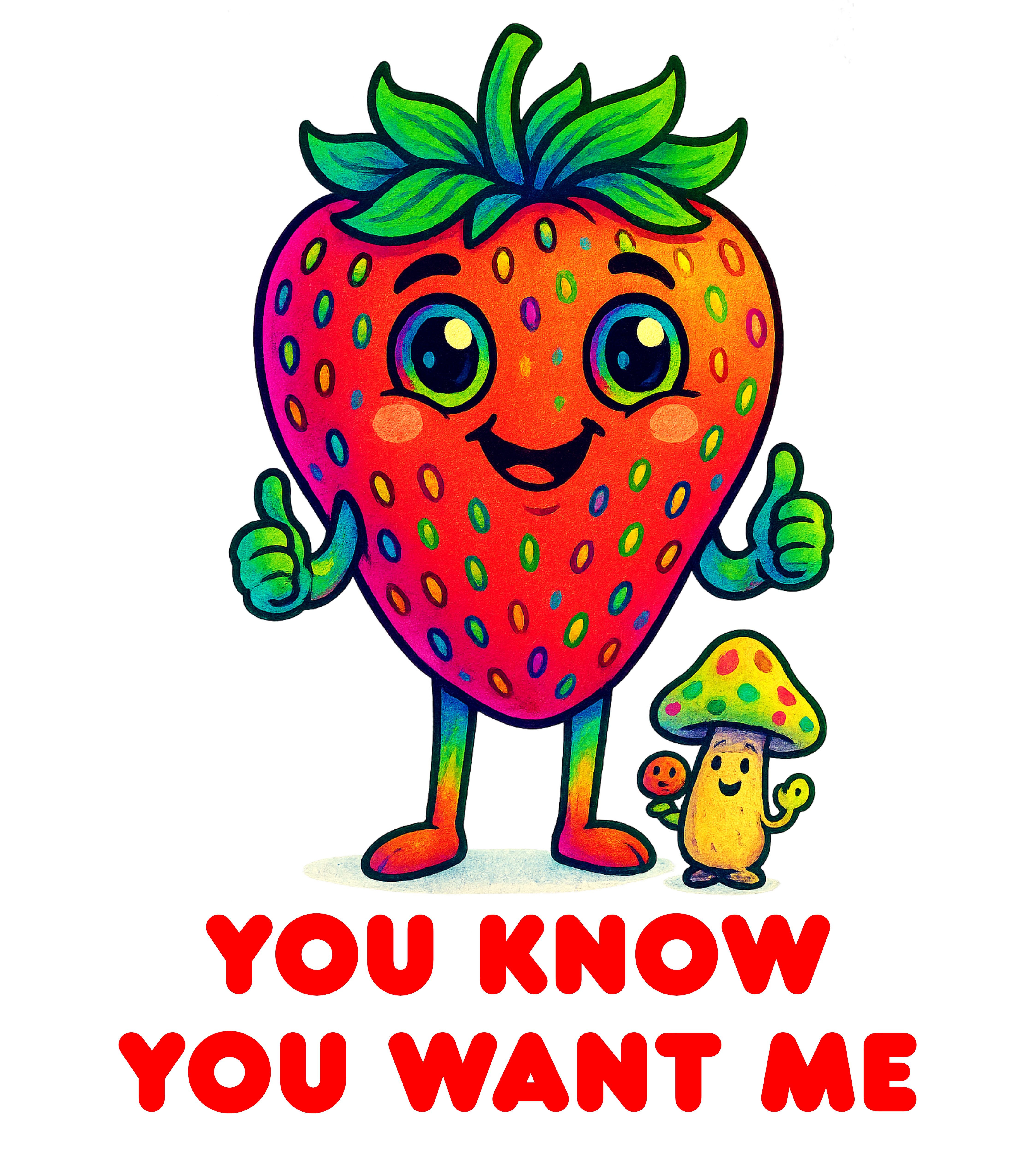 Psychedelic strawberry  Wants Me, Casual Graphic You Know You Want Me Tee with Quirky Design, Unisex T-Shirt, Perfect for Everyday Wear, Gift for Animal Lovers, Ideal for Birthdays, Casual [...] product thumbnail image