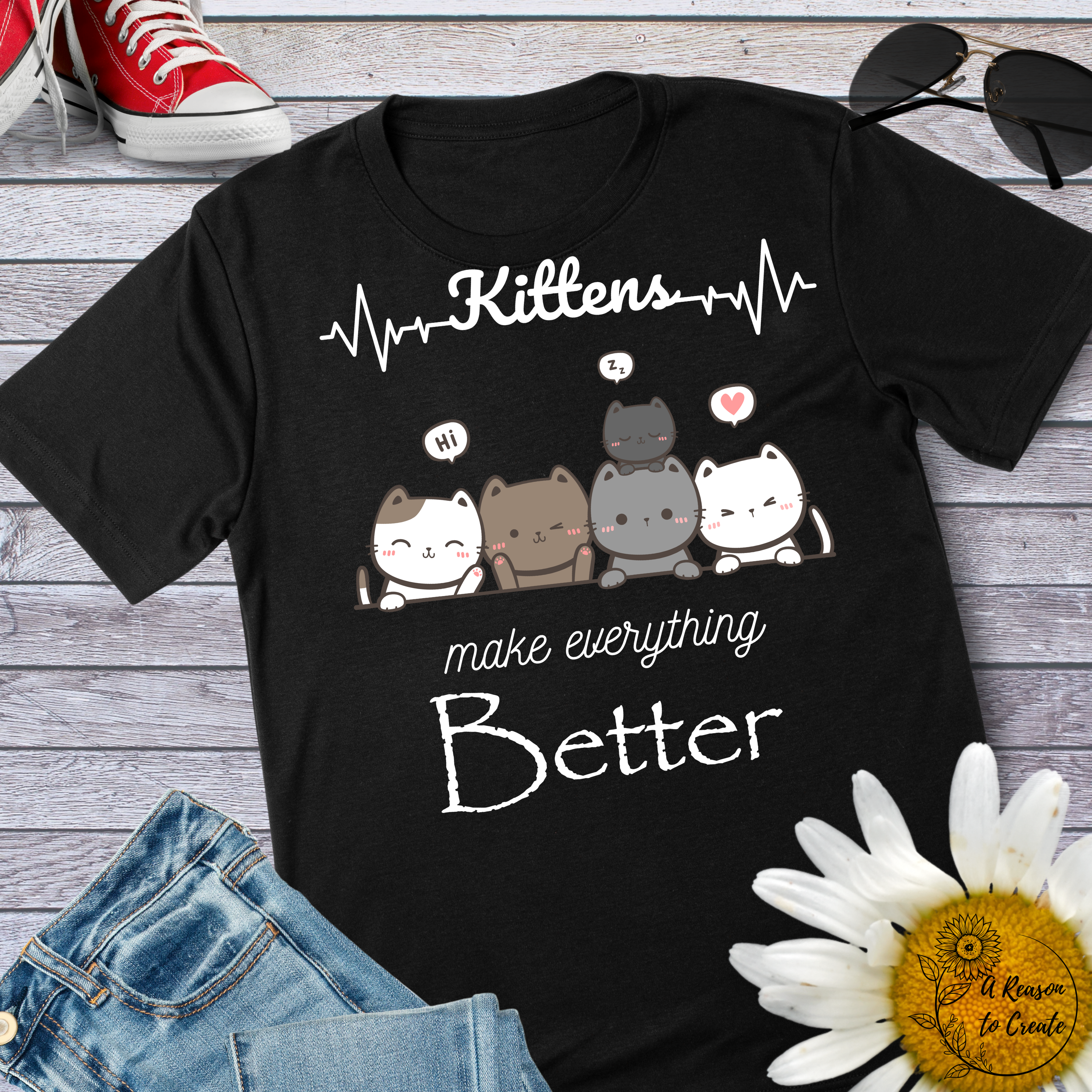 Cute Cat Lover's Unisex Tee - "Kittens Make Everything Better" - Gift for Pet Owners, Cat Lovers, Birthday, Pet Appreciation, Everyday Wear