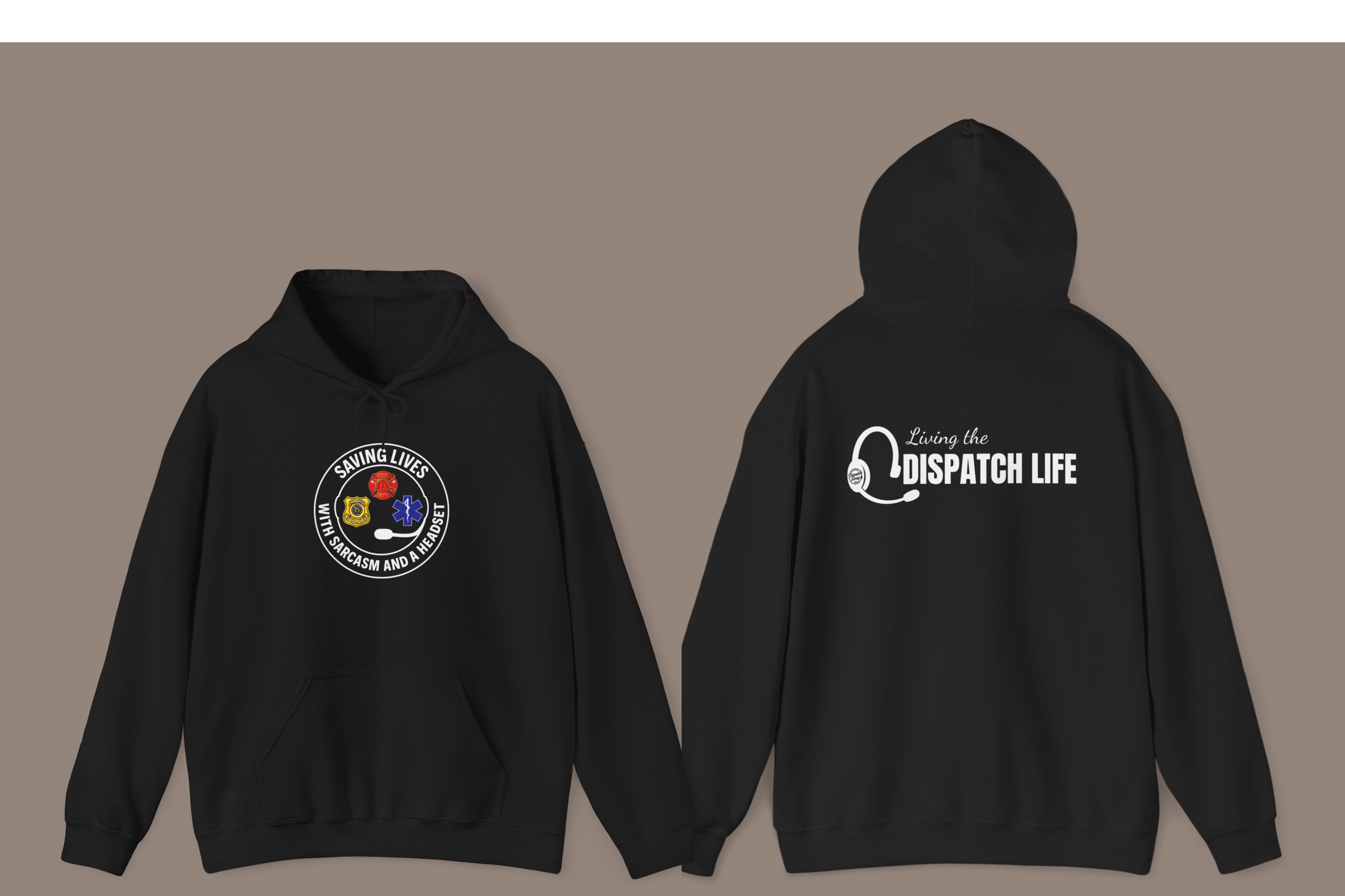 Saving Lives with Sarcasm Front & Dispatch Life Back Print - Dispatcher Hoodie product thumbnail image Saving Lives with Sarcasm Front & Dispatch Life Back Print - Dispatcher Hoodie product thumbnail image