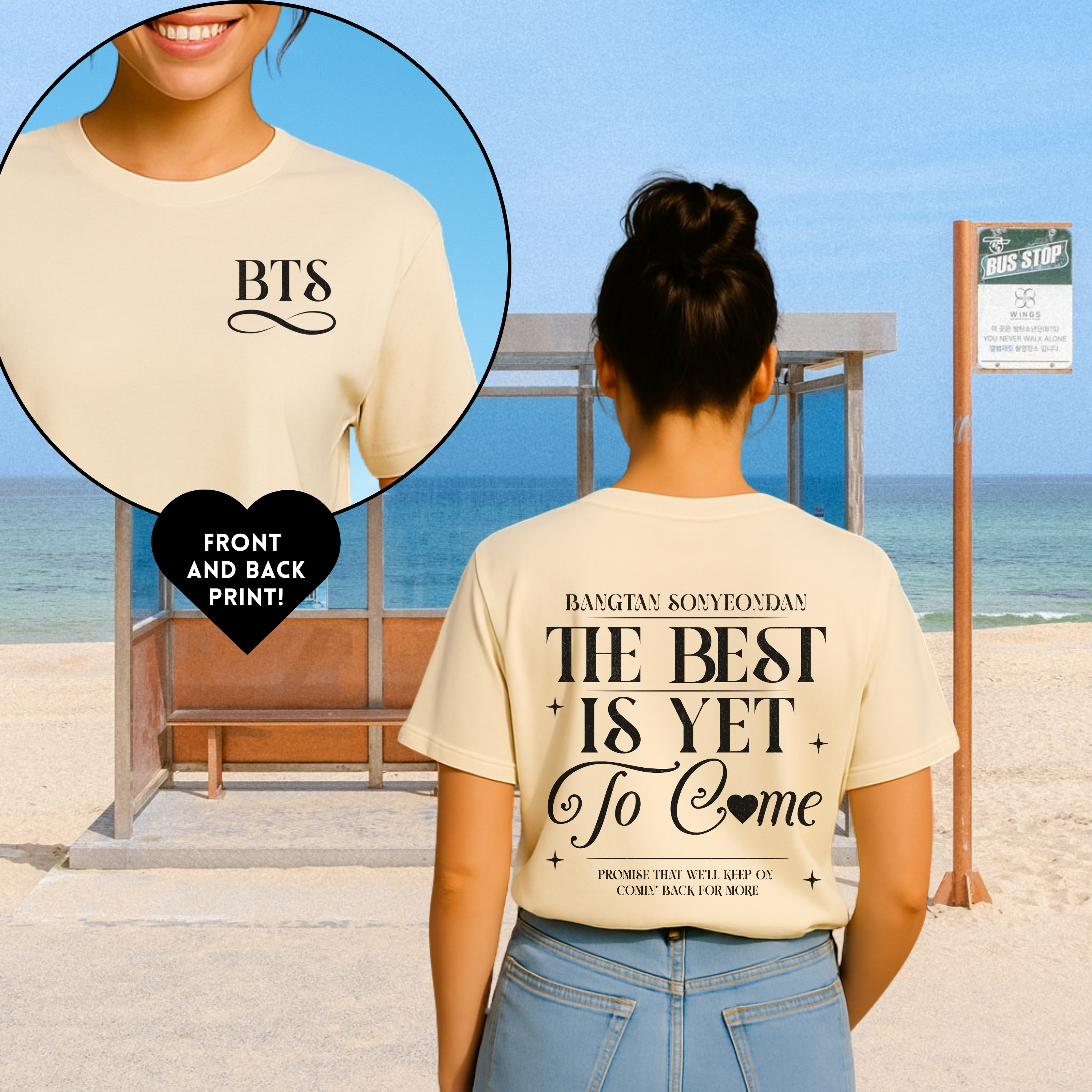 Sonyeondan Forever Unisex Tee, Printed on Front and Back, Designed for Army, by Army product thumbnail image Sonyeondan Forever Unisex Tee, Printed on Front and Back, Designed for Army, by Army product thumbnail image