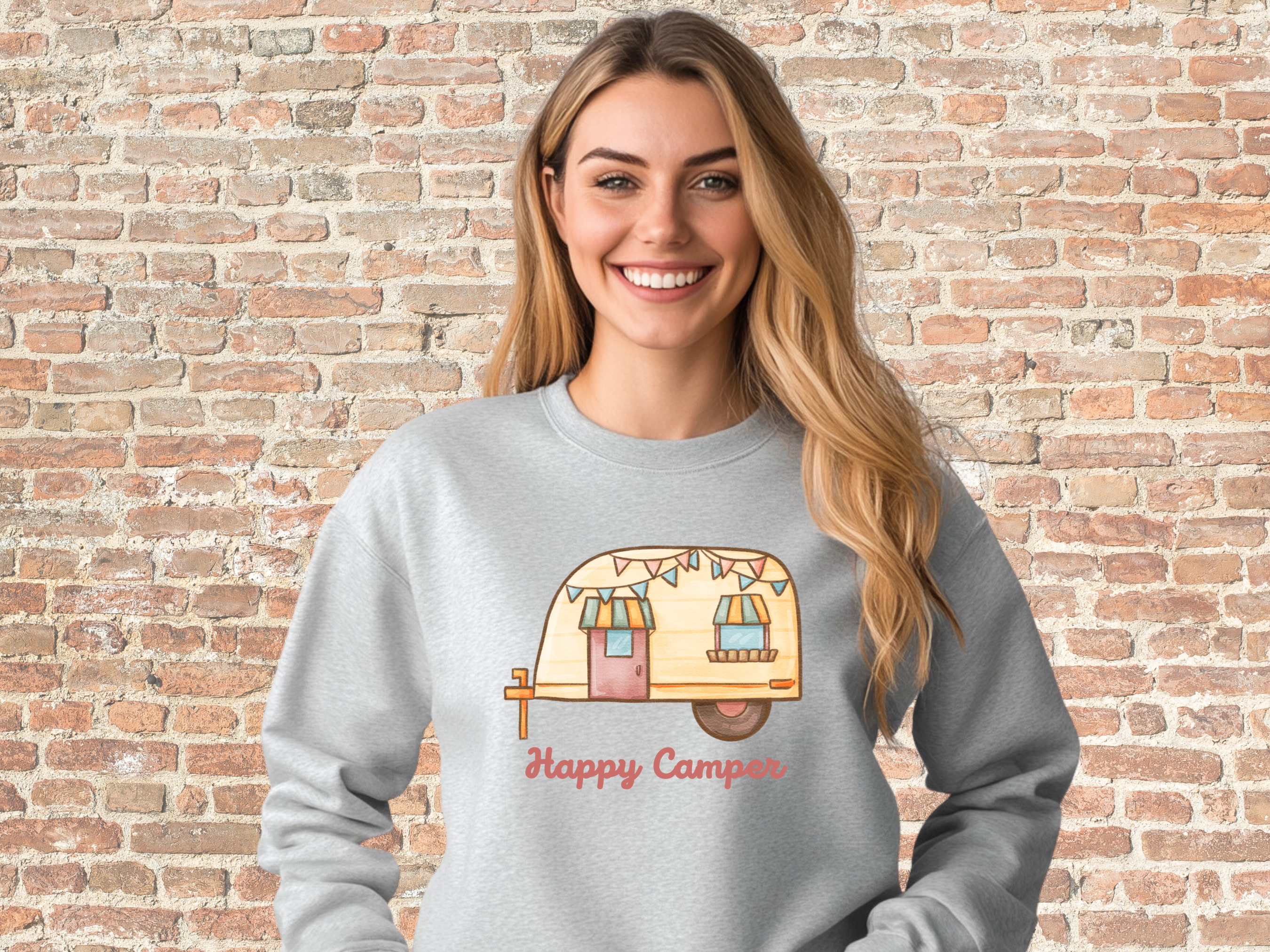 Happy Camper Sweatshirt, Gildan 18000 Unisex Heavy Blend™ Crewneck Sweatshirt, Camping Gifts, Camping Shirts Unique product thumbnail image