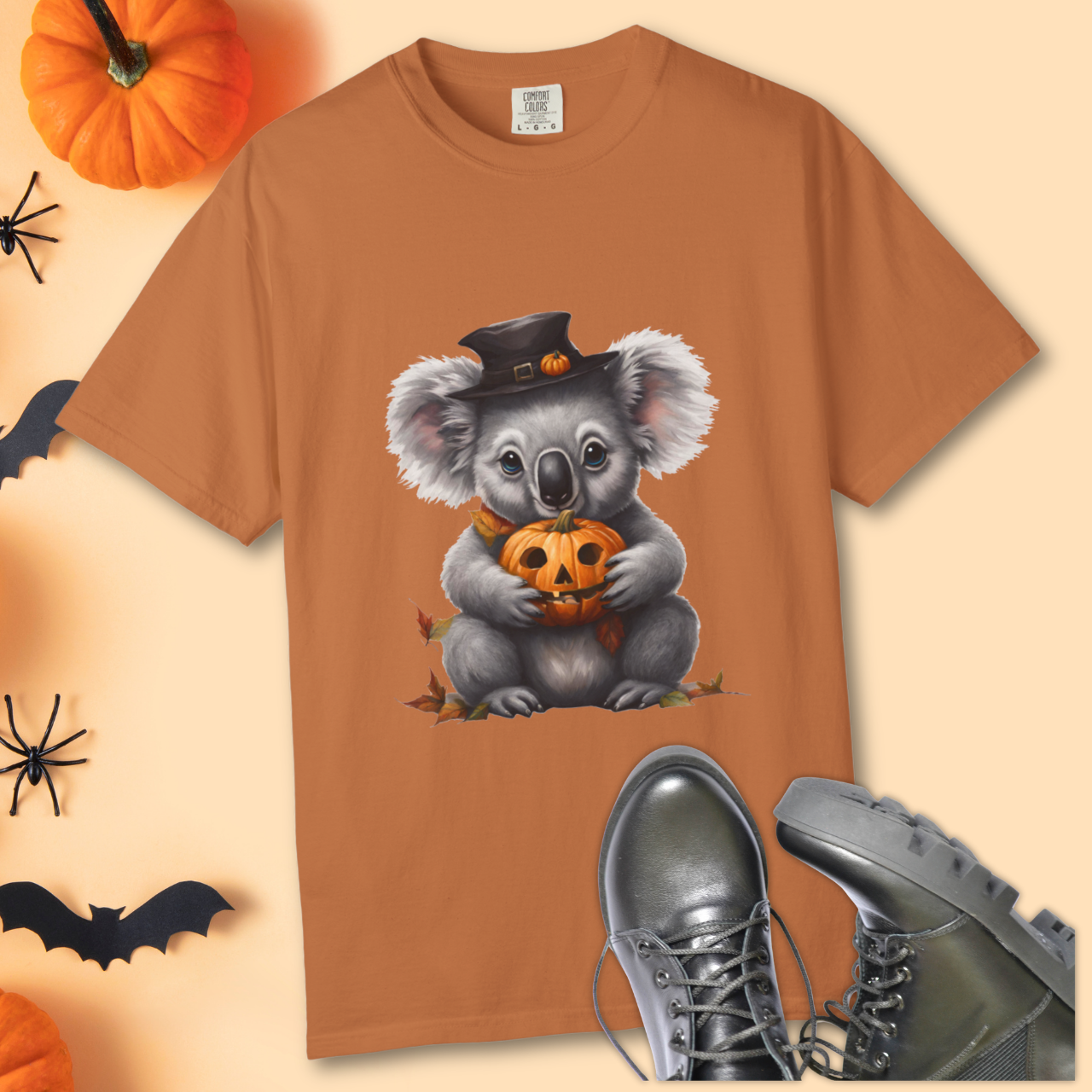Halloween Koala T-Shirt | Spooky Cute Animal Tee | Unisex Comfort Colors Shirt | Trick or Treat Costume Top | Fall Graphic Tee product thumbnail image