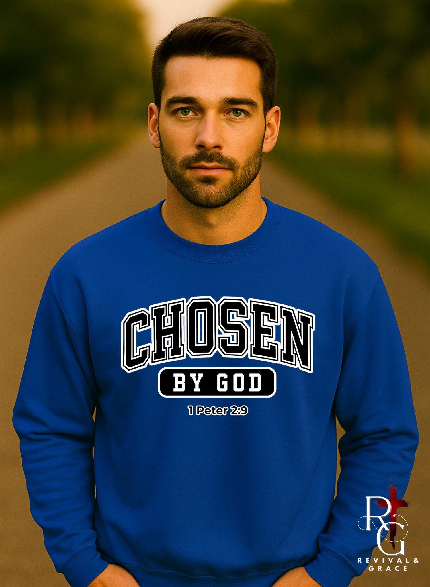 Chosen by God Christian Crewneck Sweatshirt – 1 Peter 2:9 Bible Verse | Faith-Based Unisex Pullover product thumbnail image