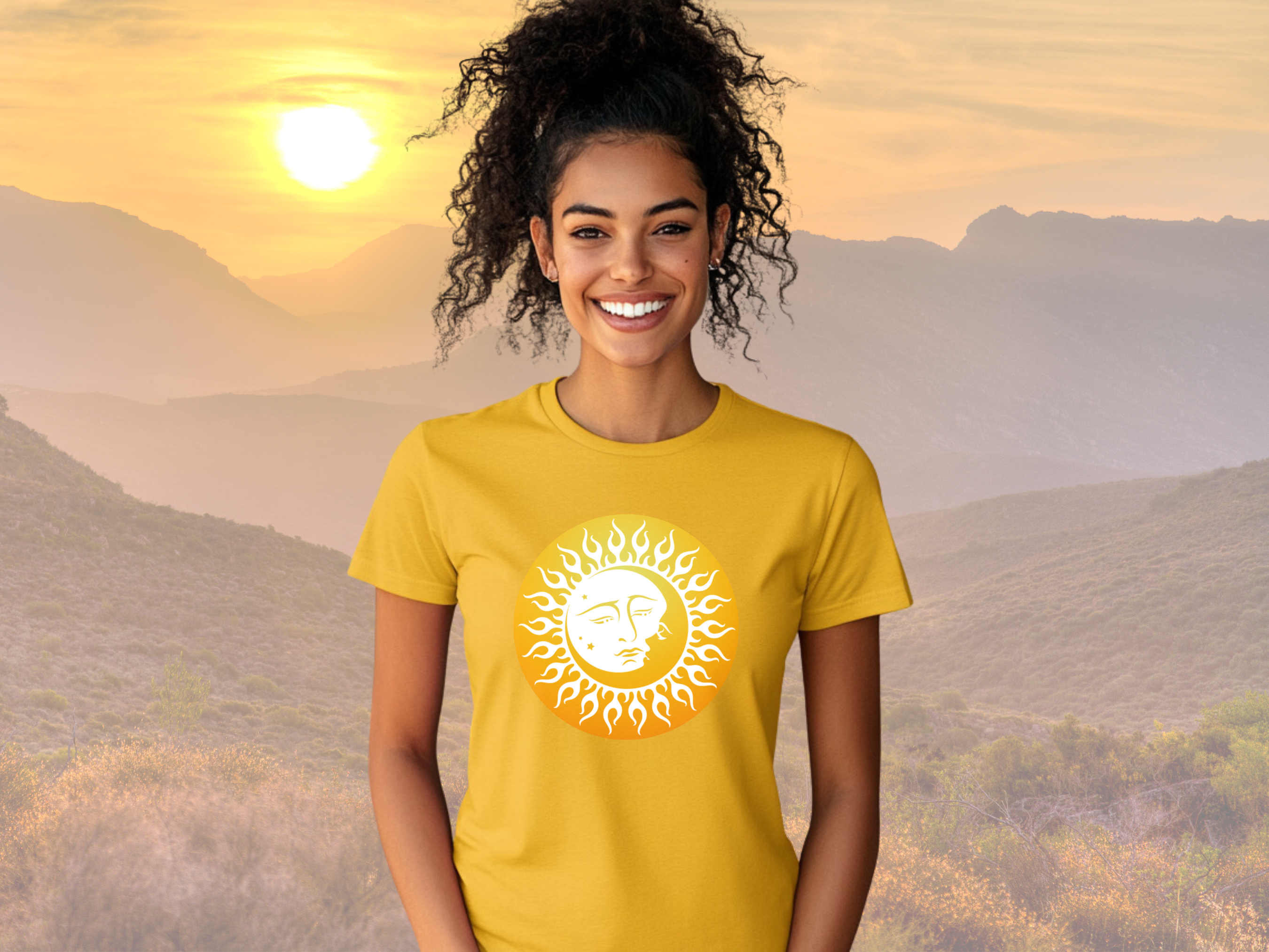 Sun &amp; Moon Celestial Gilden Unisex Softstyle Short Sleeve T-Shirt, Mystical Tee Shirt
