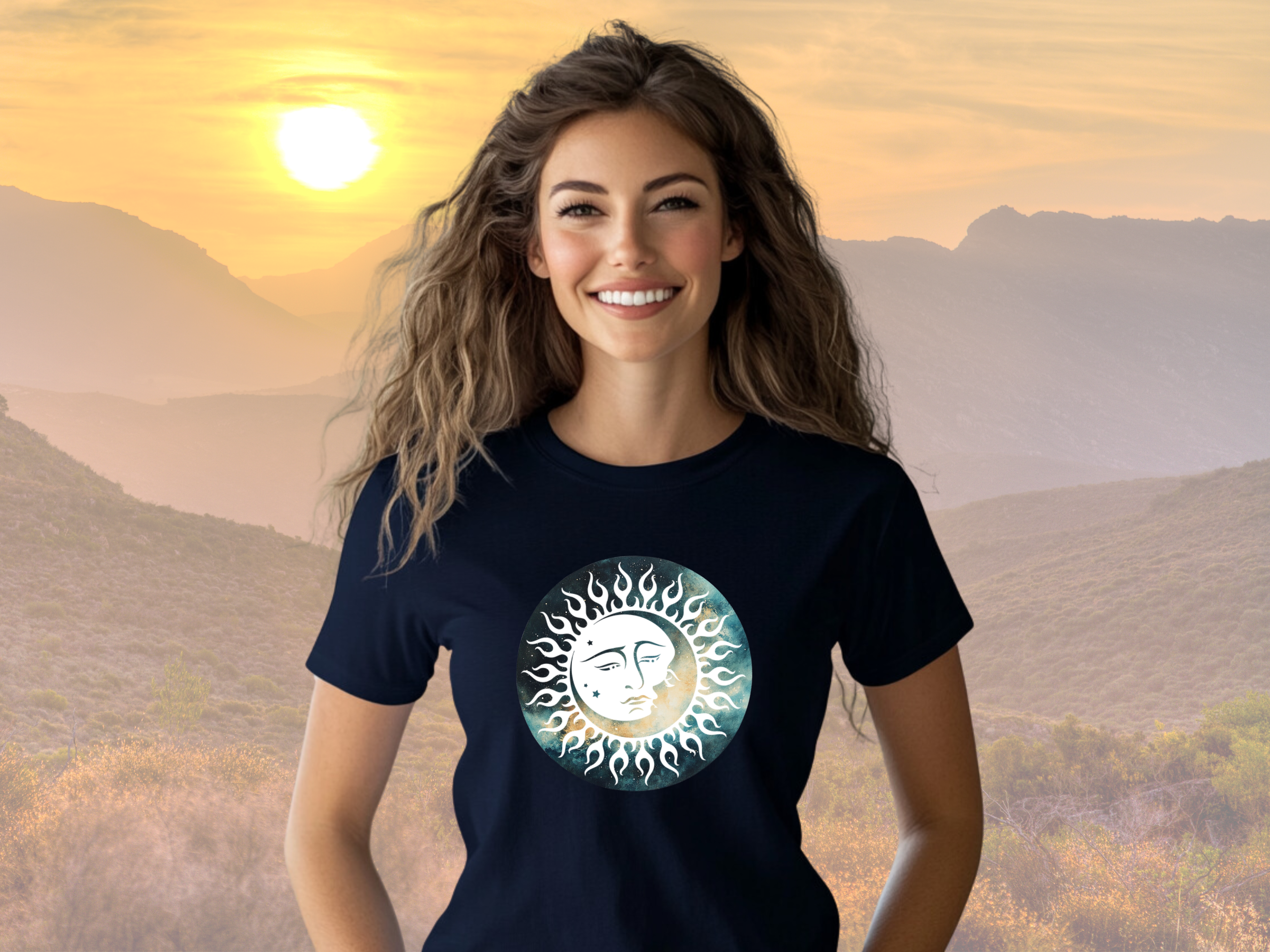 Sun &amp; Moon Celestial Gilden Unisex Softstyle Short Sleeve T-Shirt, Mystical Tee Shirt