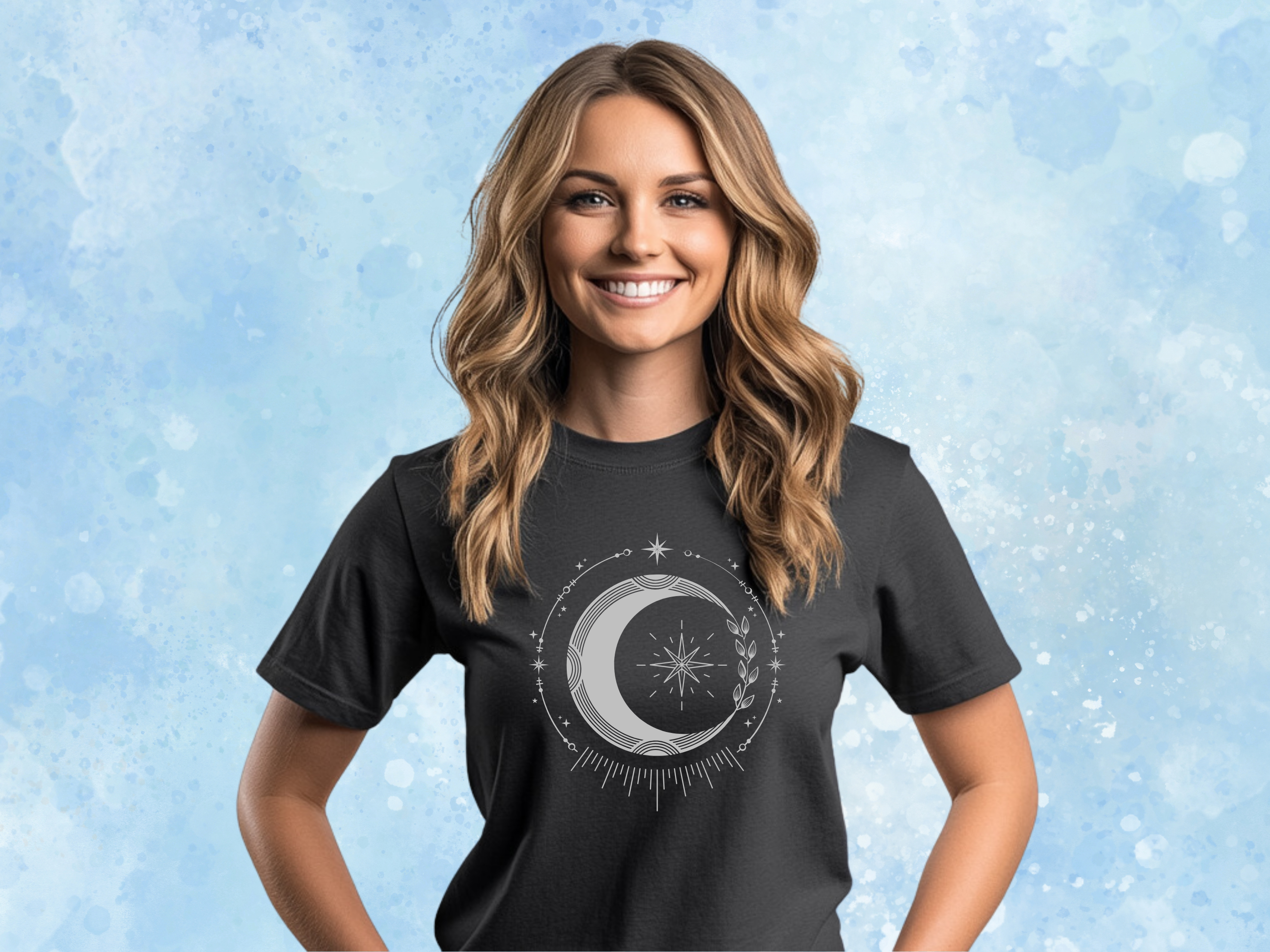 Celesital Moon Gilden Unisex Softstyle Short Sleeve T-Shirt, Mystical Tee Shirt