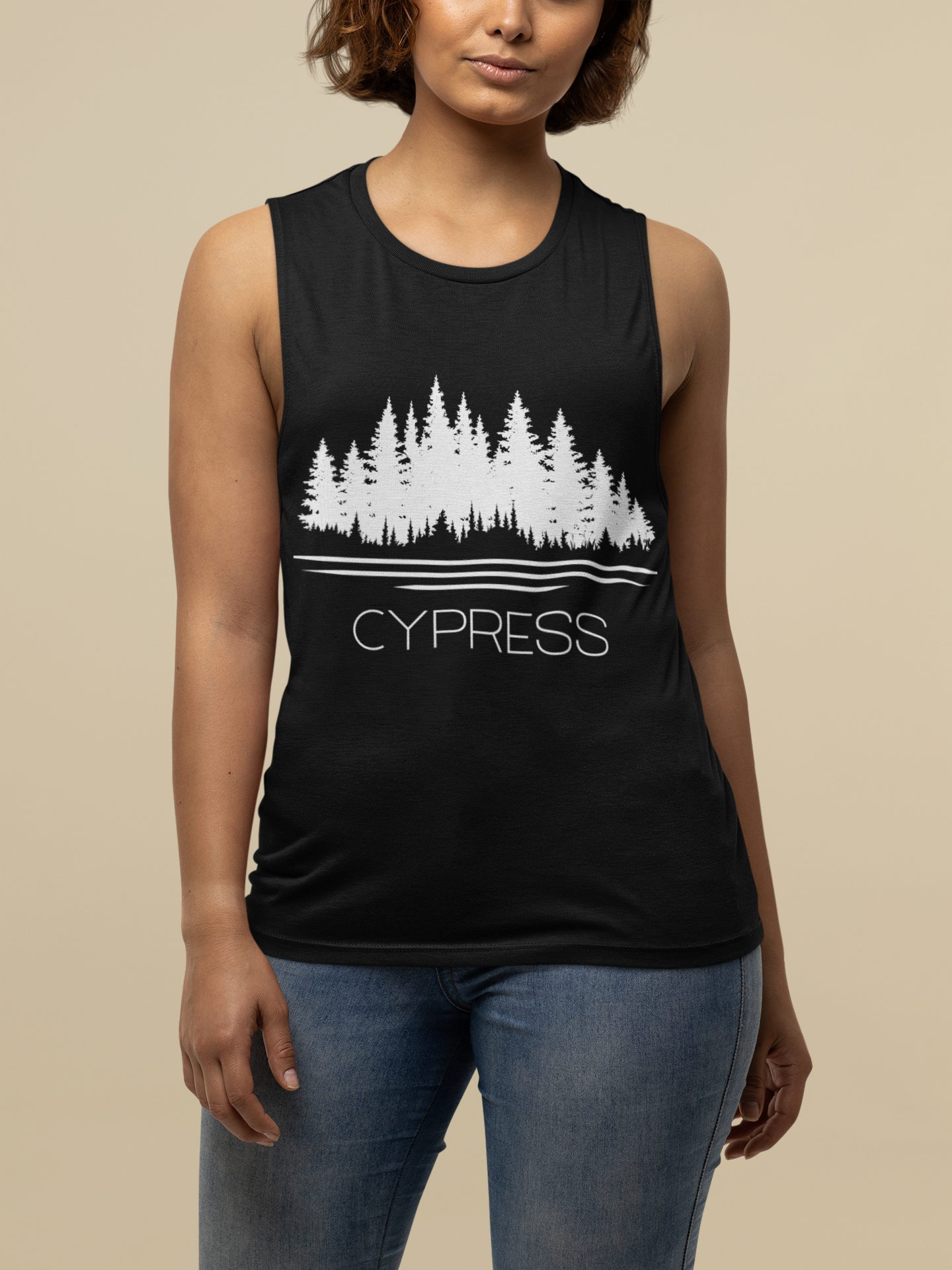 Cypress Forest Women's Flowy Tank, Summer Vibes Top, Casual Workout Shirt, Outdoor Adventure Tee, Nature Lover Gift product thumbnail image Cypress Forest Women's Flowy Tank, Summer Vibes Top, Casual Workout Shirt, Outdoor Adventure Tee, Nature Lover Gift product thumbnail image