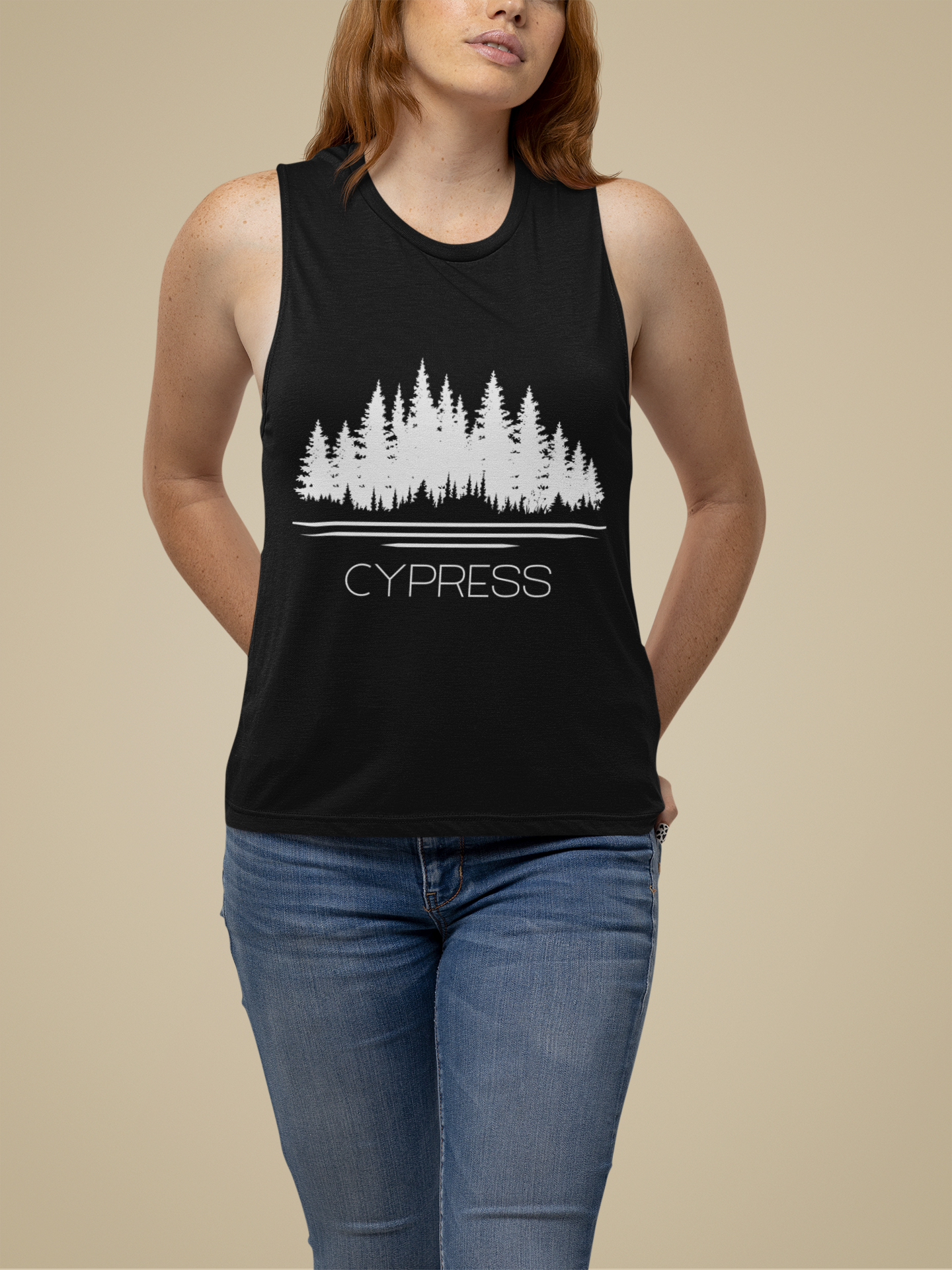 Cypress Forest Women's Flowy Tank, Summer Vibes Top, Casual Workout Shirt, Outdoor Adventure Tee, Nature Lover Gift product thumbnail image Cypress Forest Women's Flowy Tank, Summer Vibes Top, Casual Workout Shirt, Outdoor Adventure Tee, Nature Lover Gift product thumbnail image