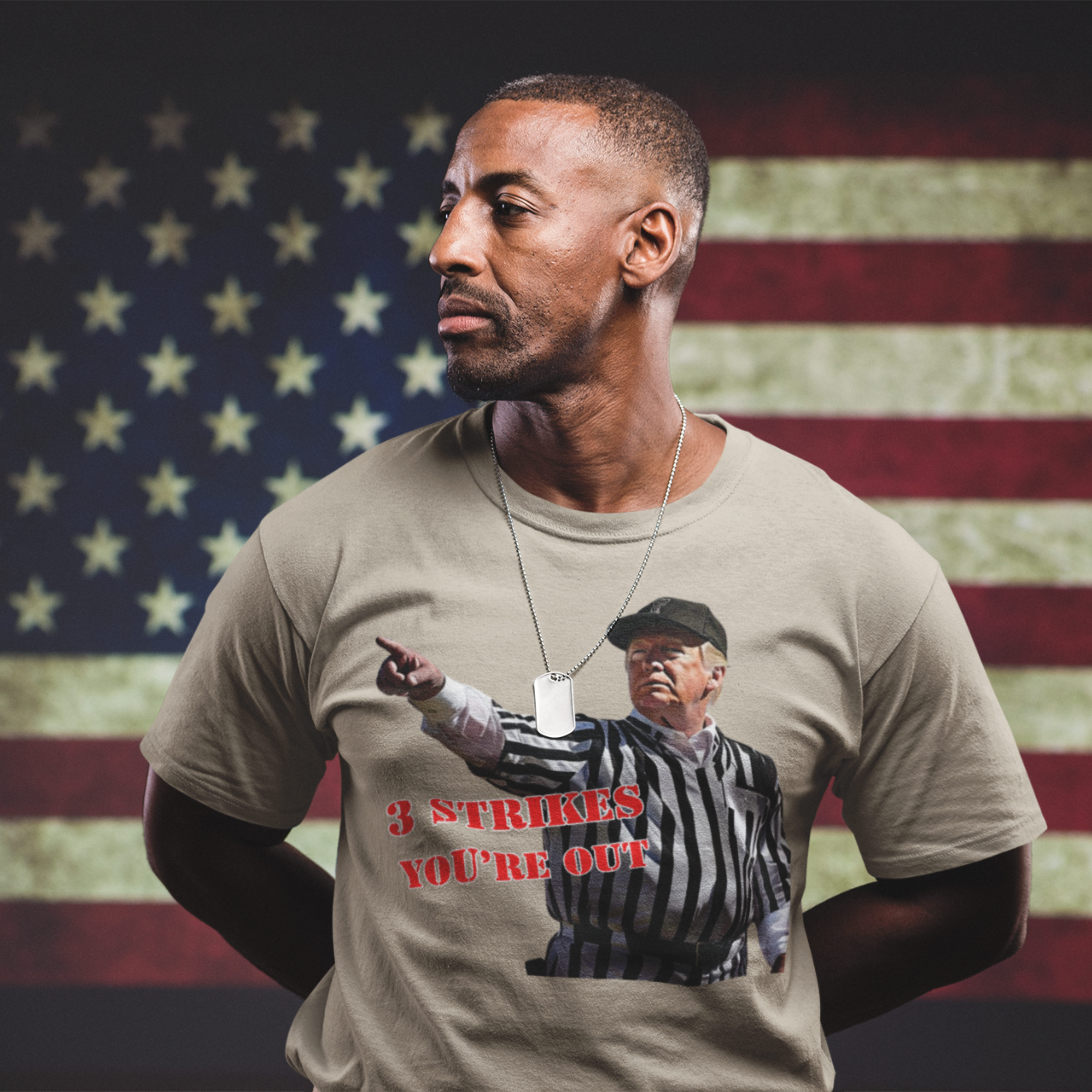 Trump 3 Strikes You're out Unisex Soft style T-Shirt, Sports Tee, Trump Fan Gift, Team Shirt, Trump Merchandise 