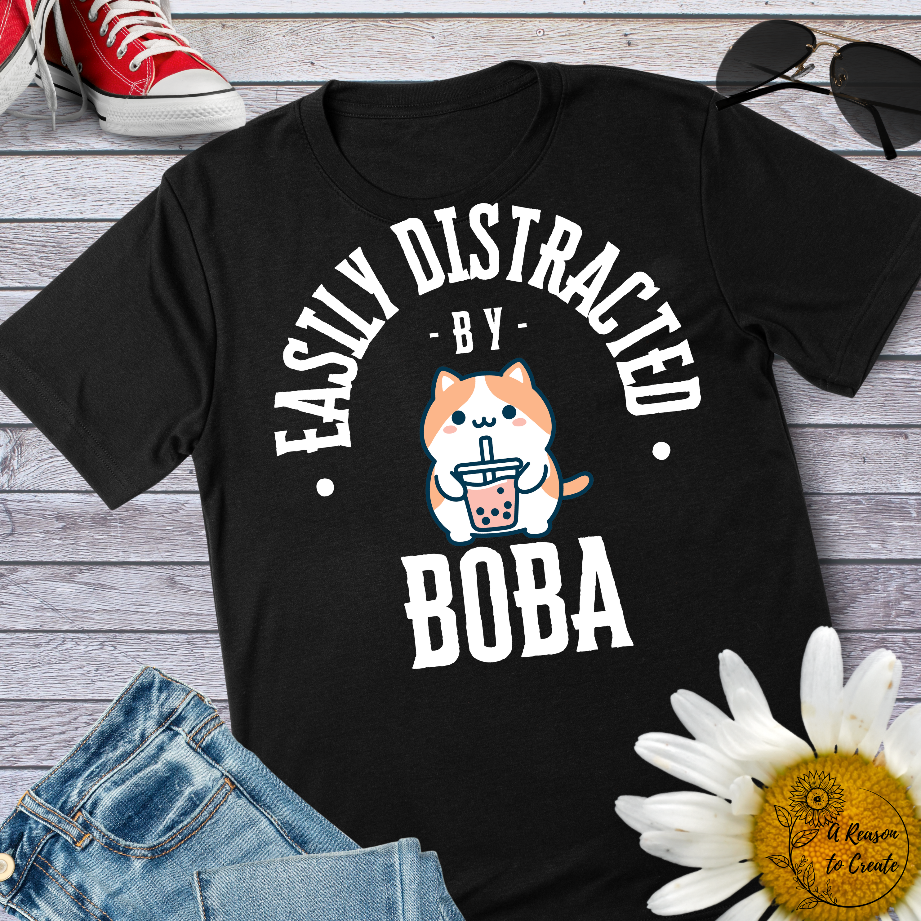 Easily Distracted by Boba Unisex T-Shirt - Cute Drink Lover Tee, Perfect for Gifts, Cafes, and Foodie Parties